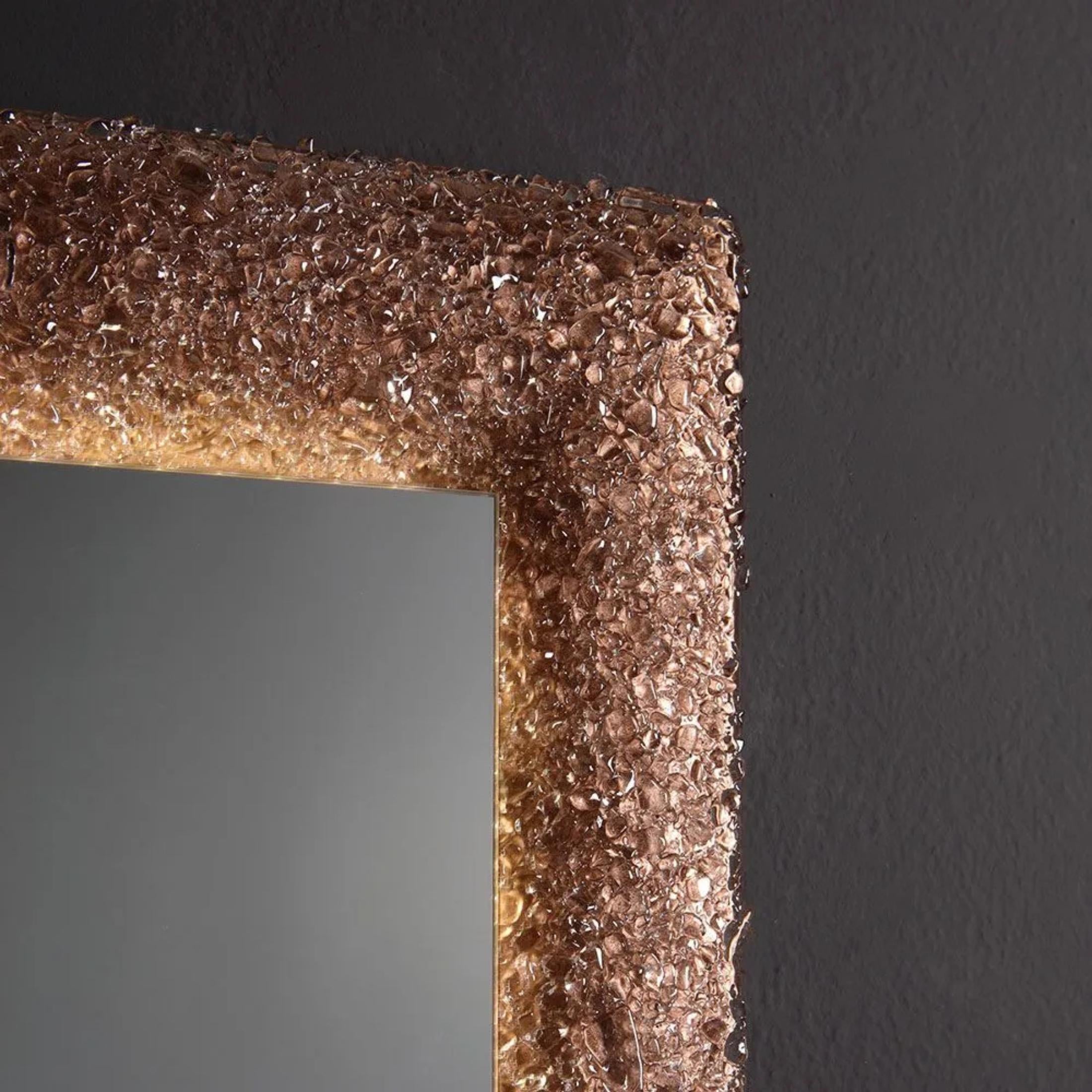 "Serranova2" rectangular LED mirror with glass grit frame, 90x62 cm