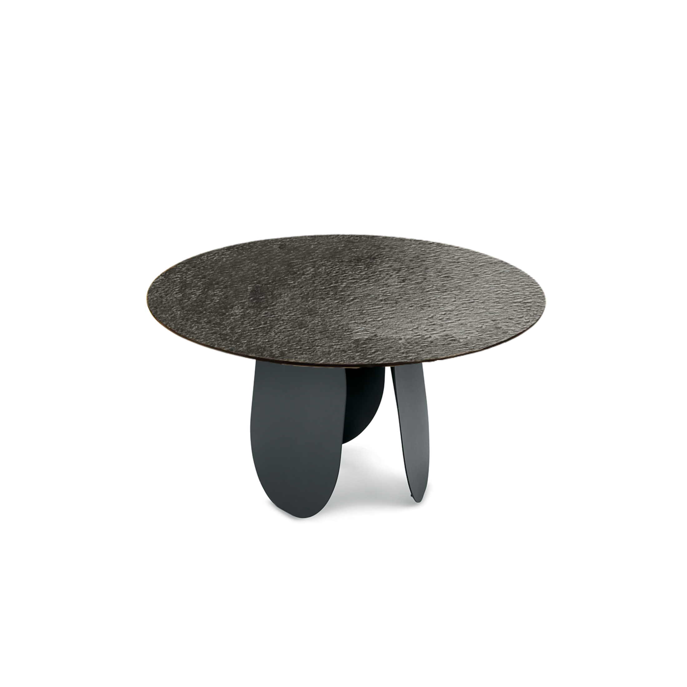 "Monroe" modern fixed round dining table with hammered glass top