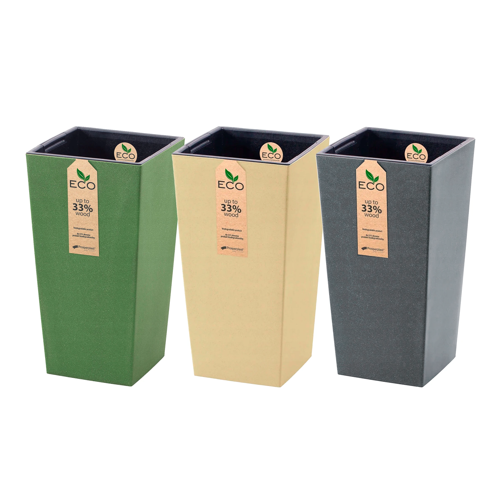 Vaso fioriera Ecodeco in plastica e legno biodegradabile