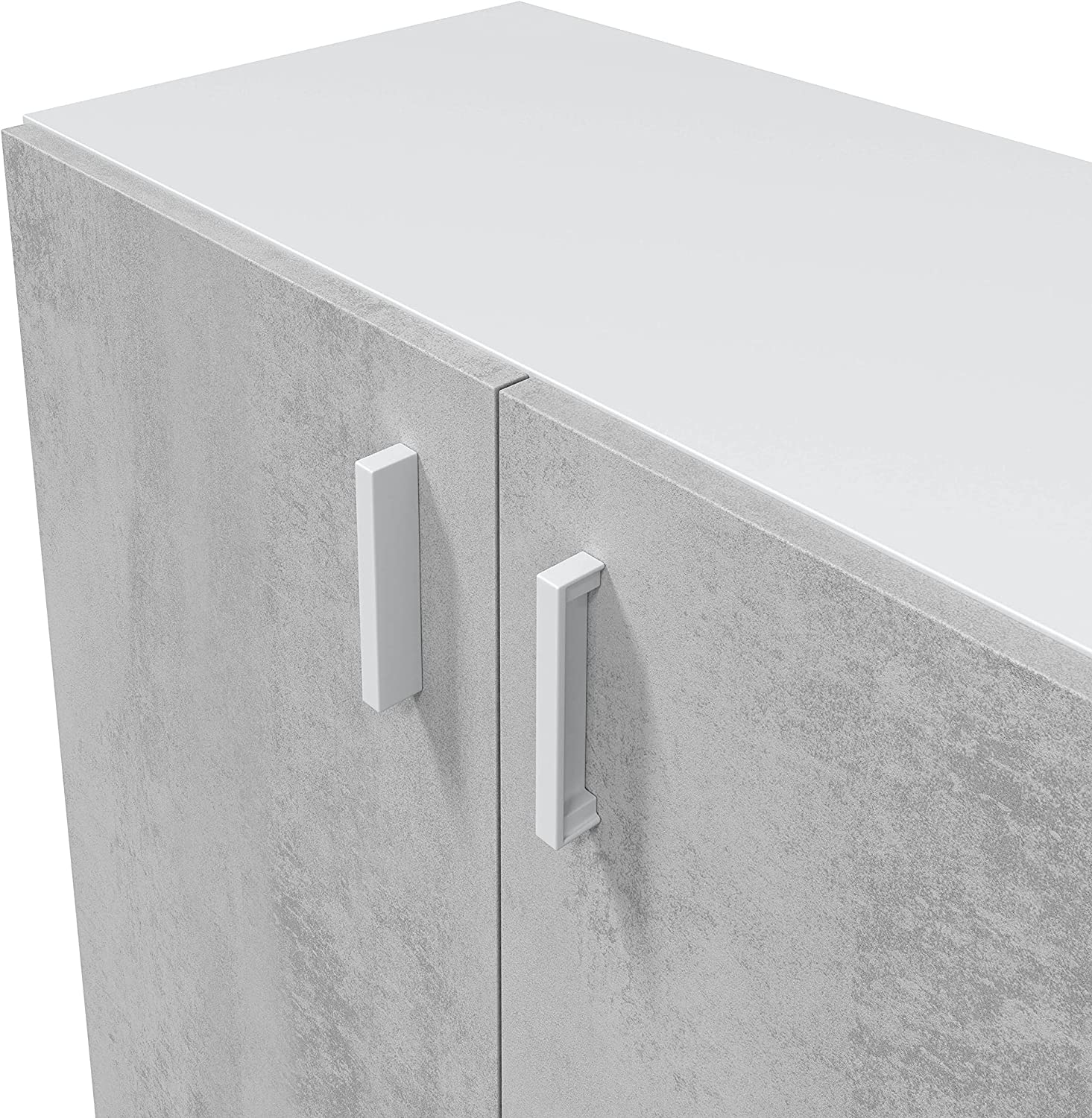 Set armadio alto o basso Multiusos in truciolare finitura cemento mobile per lavanderia