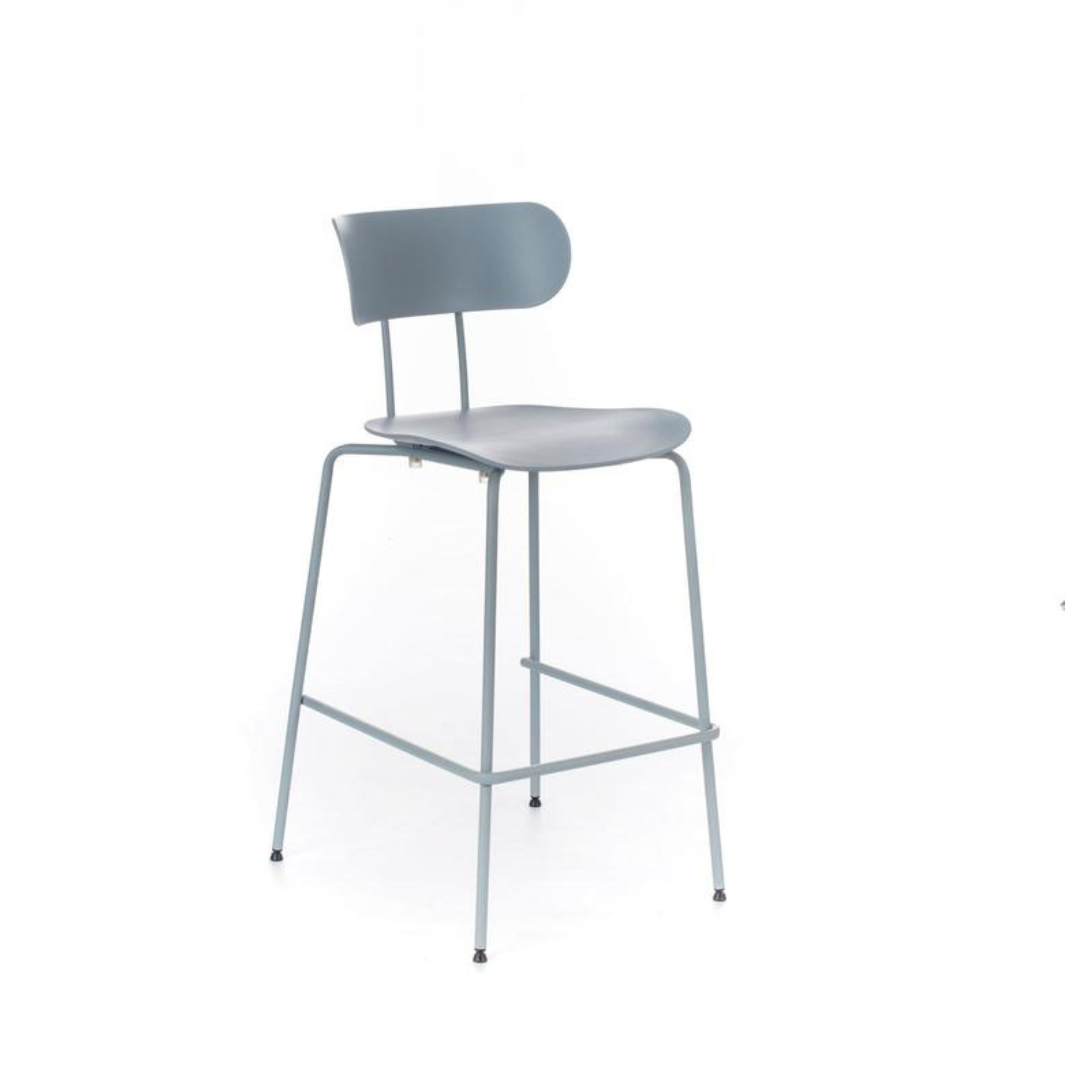 Set of blue high stools with PP footrest "Samy" metal legs 51x45 cm 98h