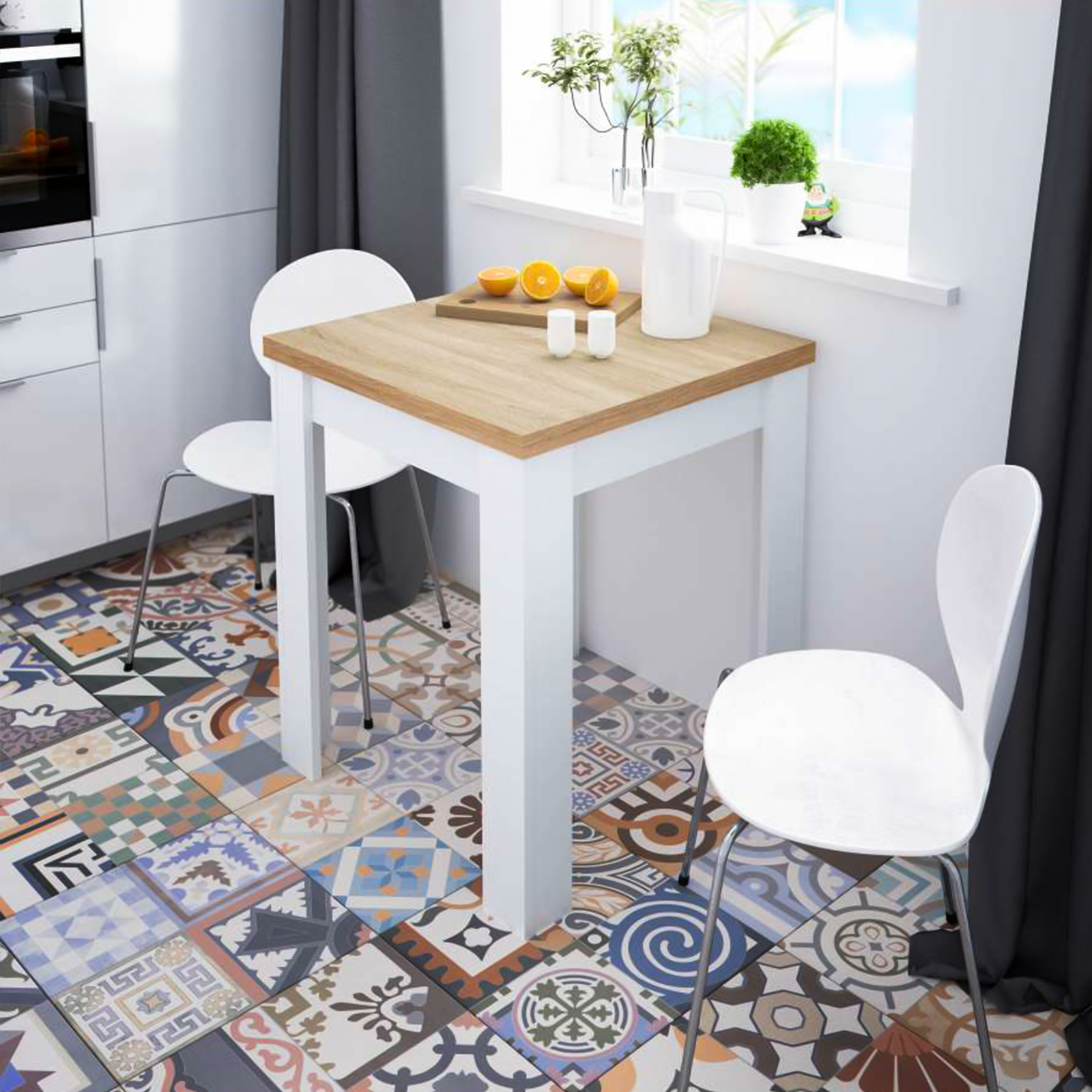 Tavolo da pranzo quadrato Kendra estensibile a libro in truciolato cm 67x67 79h