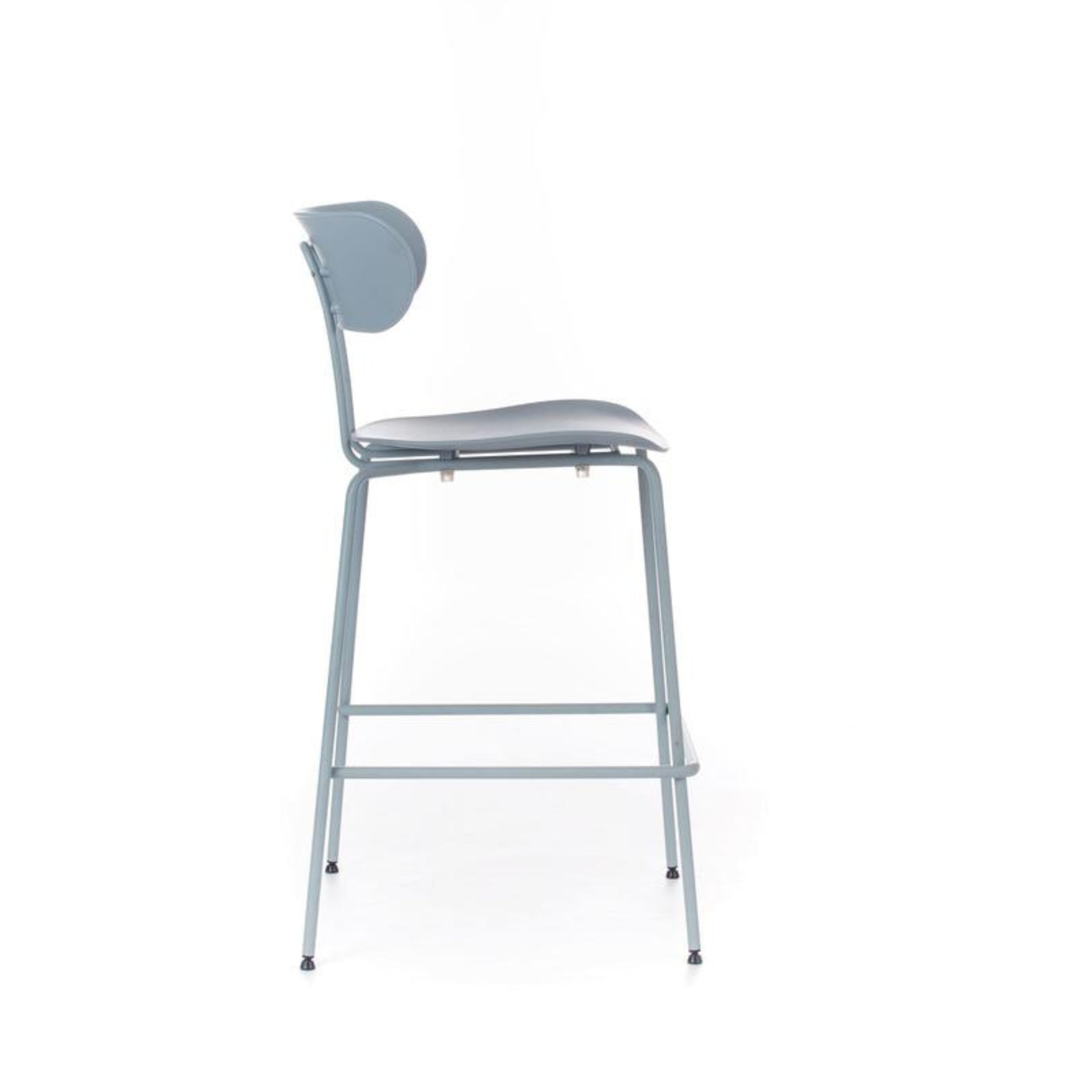 Set of blue high stools with PP footrest "Samy" metal legs 51x45 cm 98h