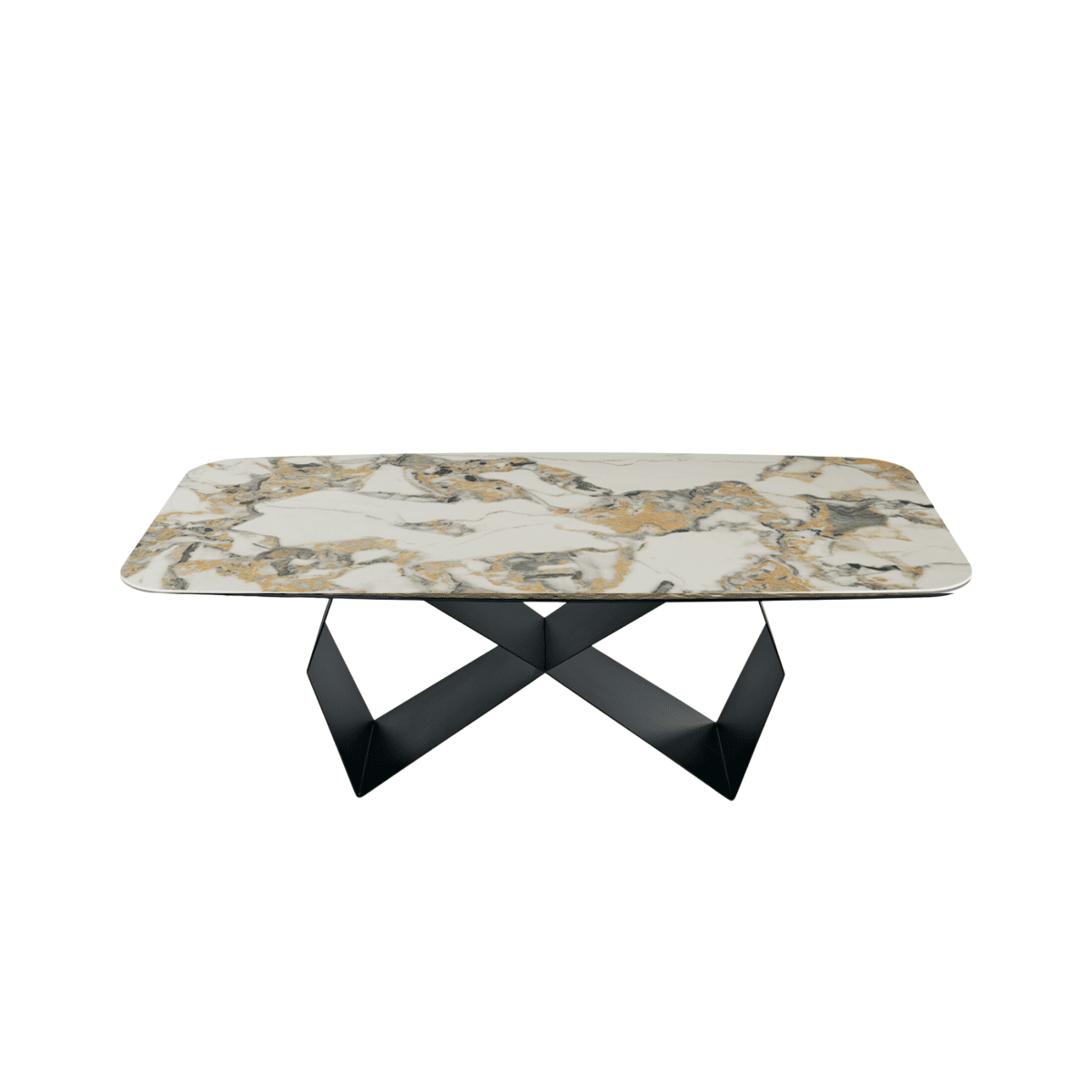 Tavolo fisso moderno "Karlito" con base in metallo verniciato cm 210x110 75h - MondoViro