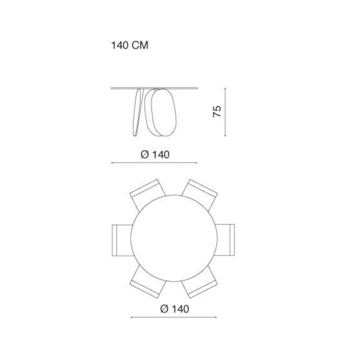 Tavolo moderno tondo fisso da pranzo "Monroe" con piano in vetro martellato - MondoViro