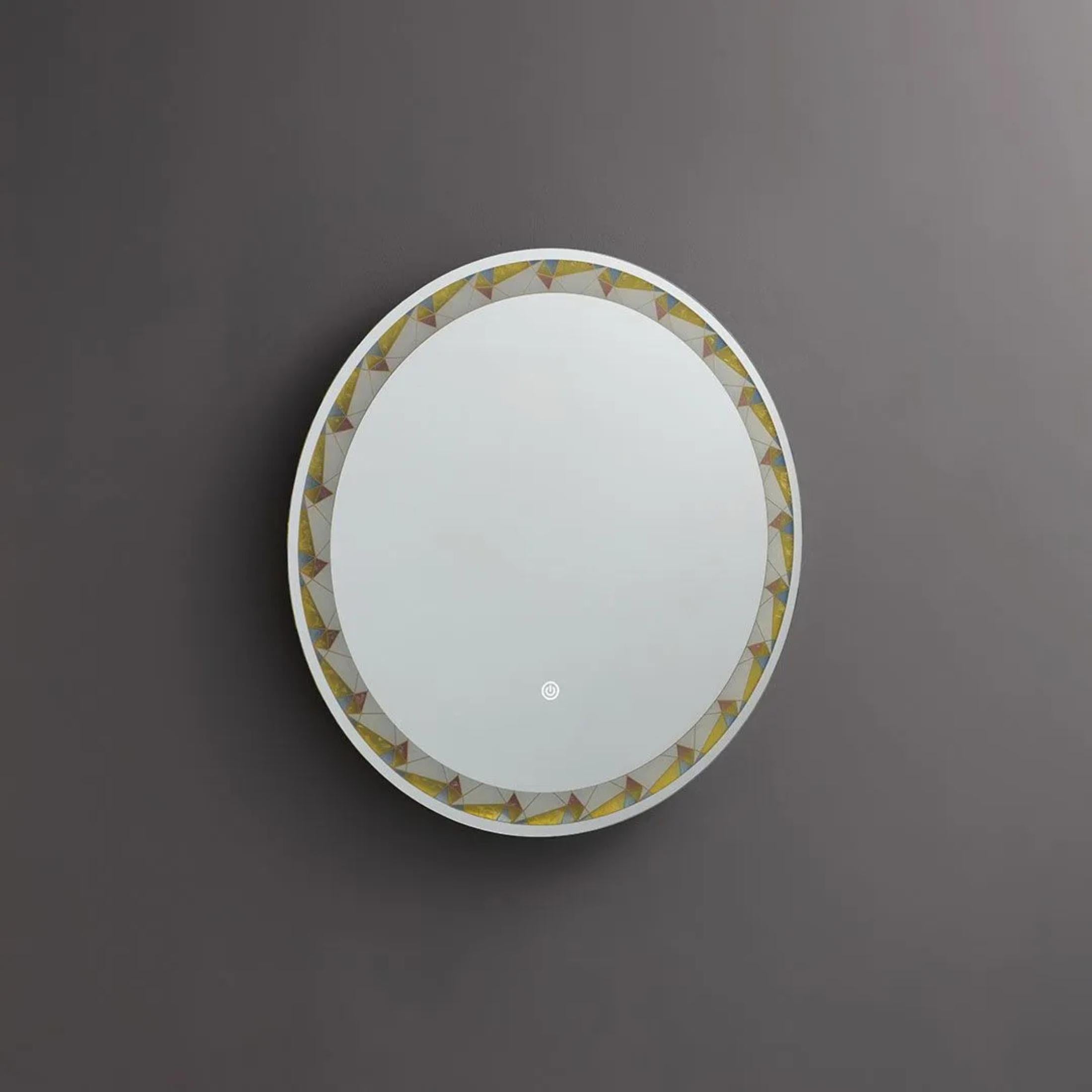 "Mosaic" touch LED wall mirror with satin and colored inserts