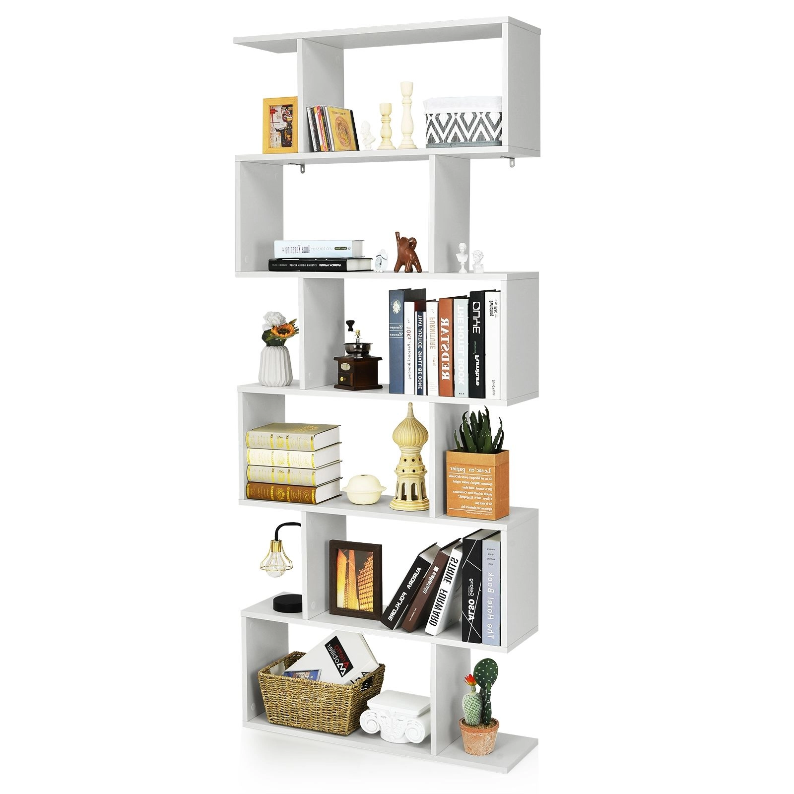 Libreria alta a giorno Athena con 6 ripiani in truciolato cm 80x25 192h