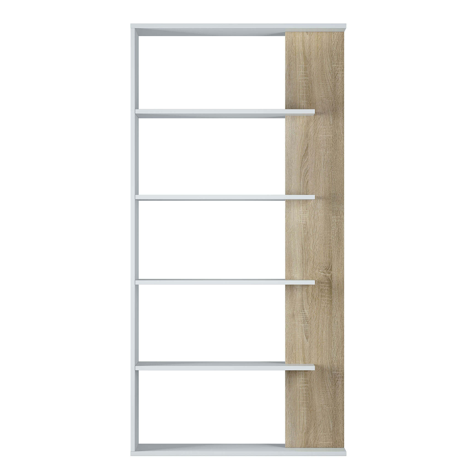 Libreria alta a giorno Alida con 5 ripiani in truciolato cm 90x25 180h