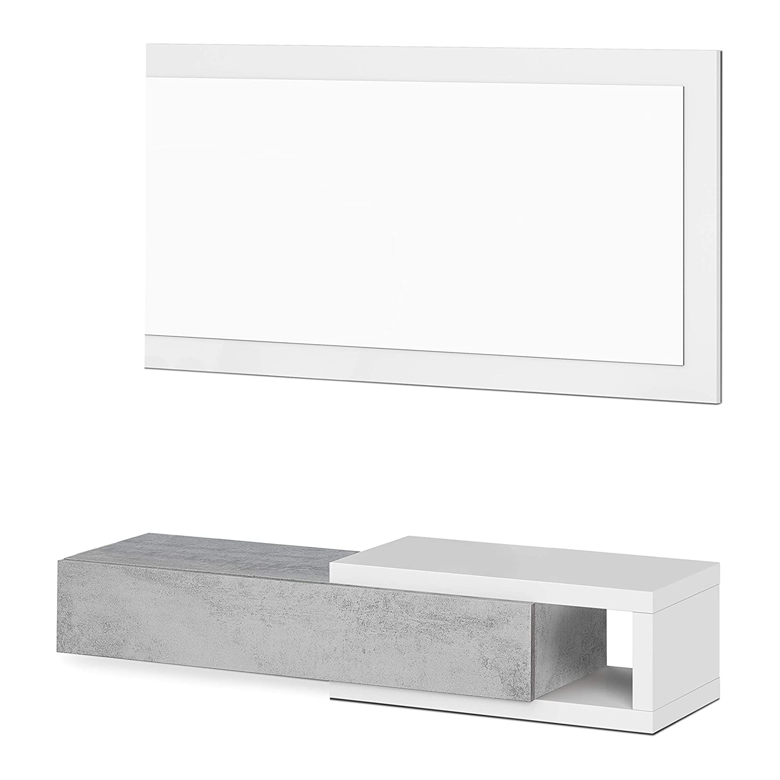 Kit Mobile da ingresso sospeso con specchio Noon in truciolato cm 95x26 19h