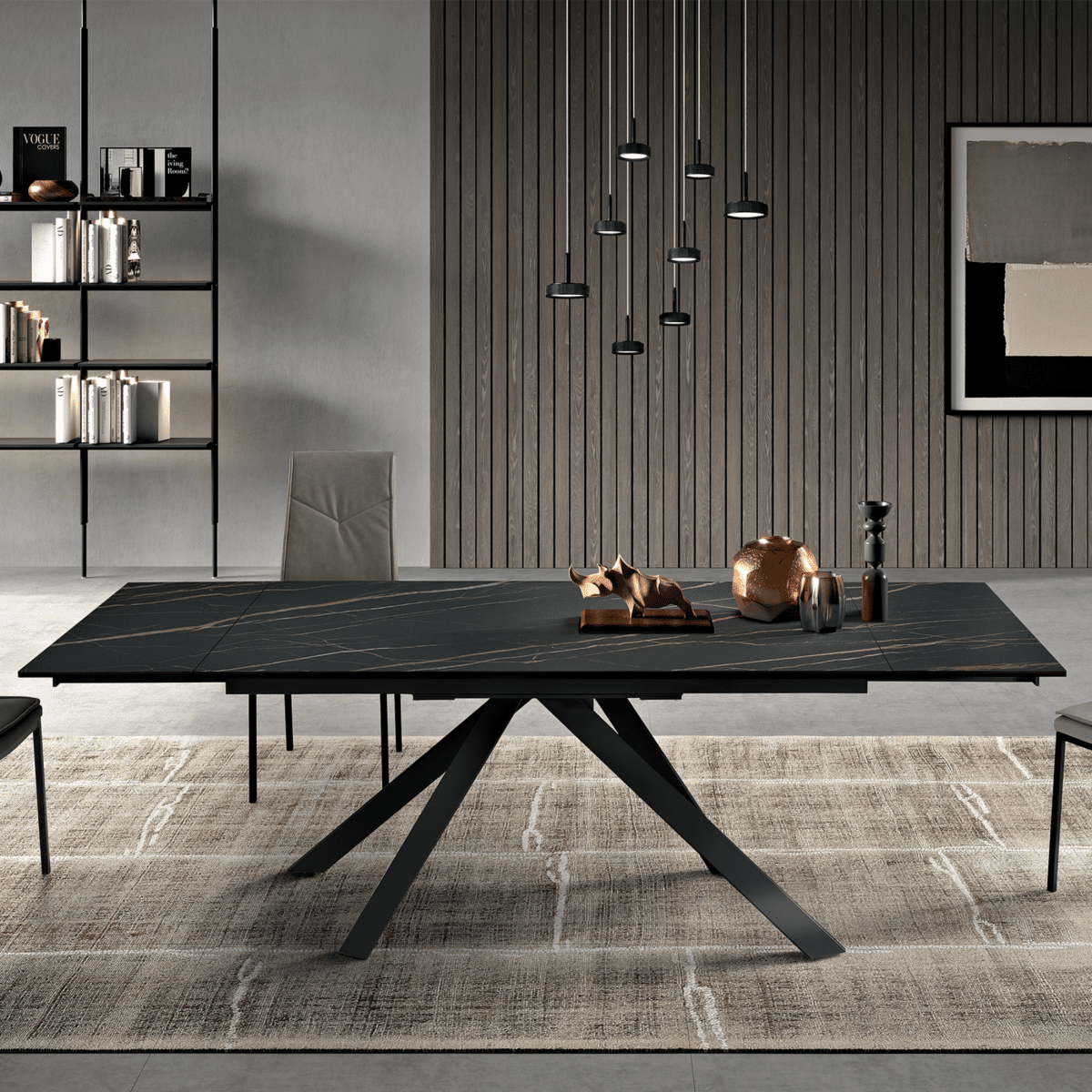 Tavolo allungabile moderno da pranzo "Caio" con piano in grès porcellanato - MondoViro