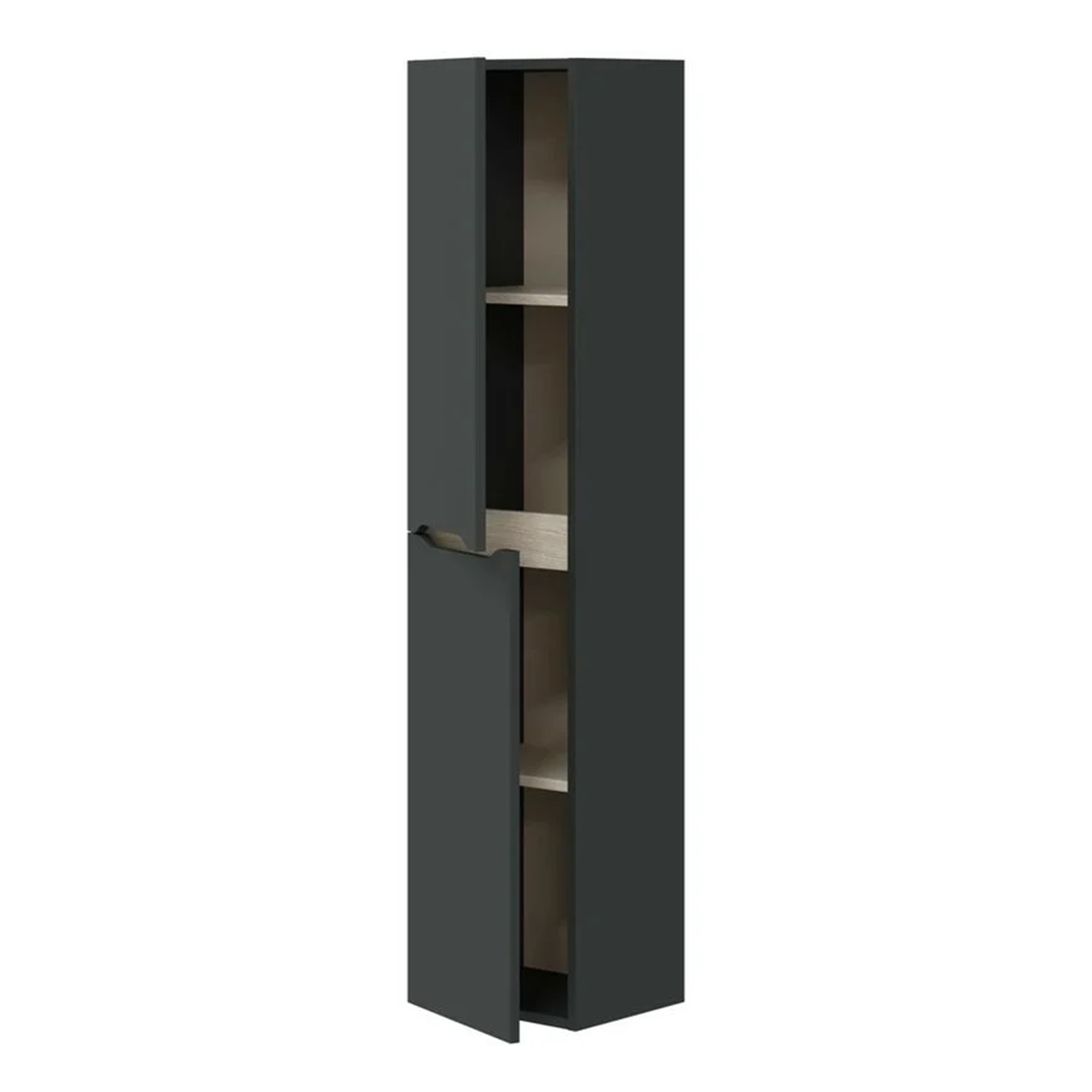 "Lotto" bathroom wall unit with 2 doors in anthracite chipboard and 4 shelves