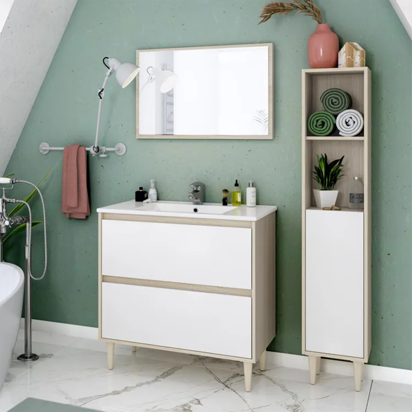 "Verona" bathroom vanity unit kit in chipboard with 80x45 cm 80h mirror