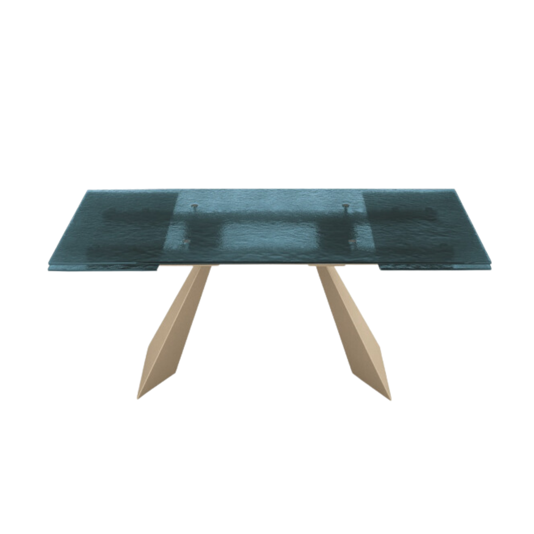 "Rubino" extendable dining table with hammered glass top