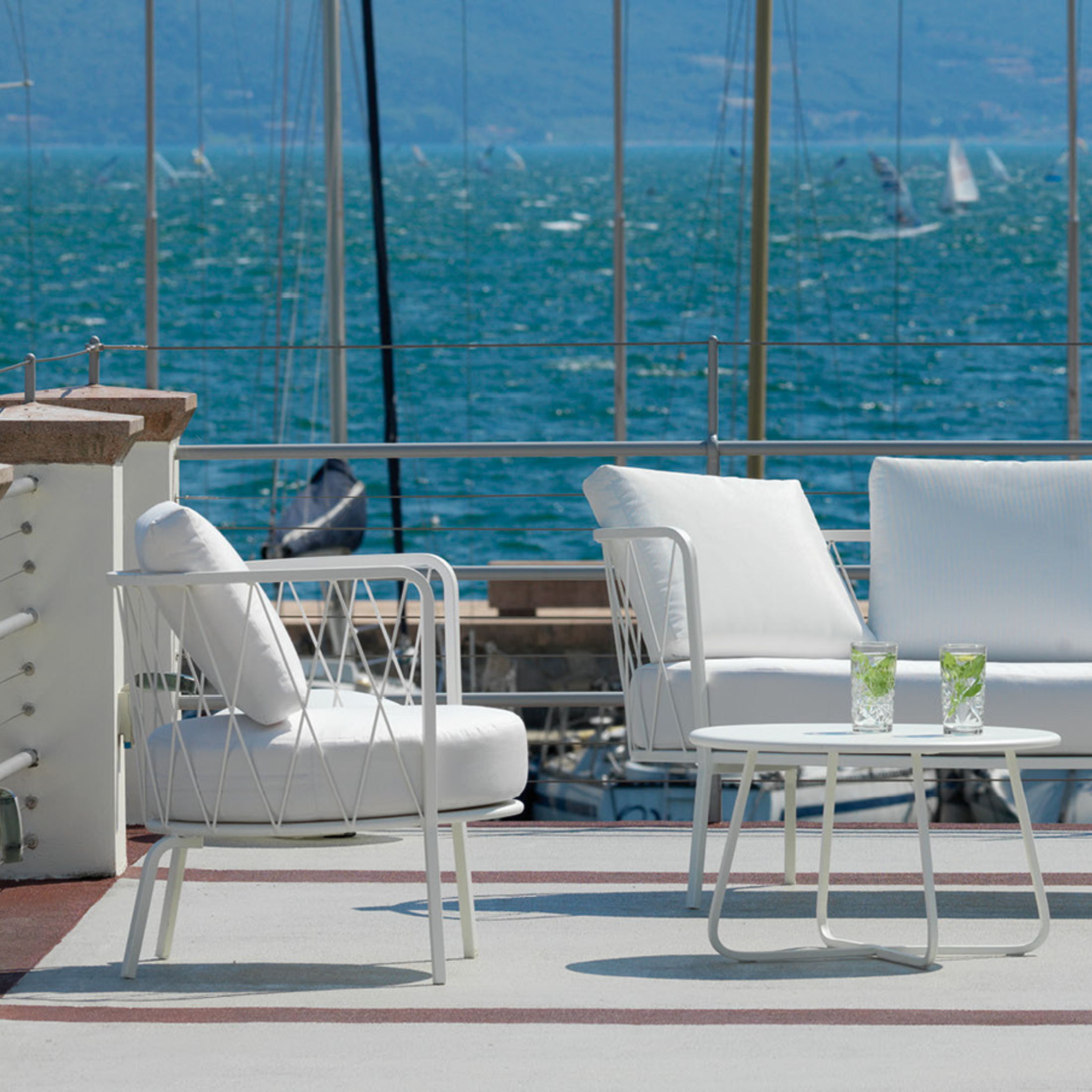 "Daisy14" 3-seater galvanized metal garden lounge sofa, 220x80 cm, 71 cm high