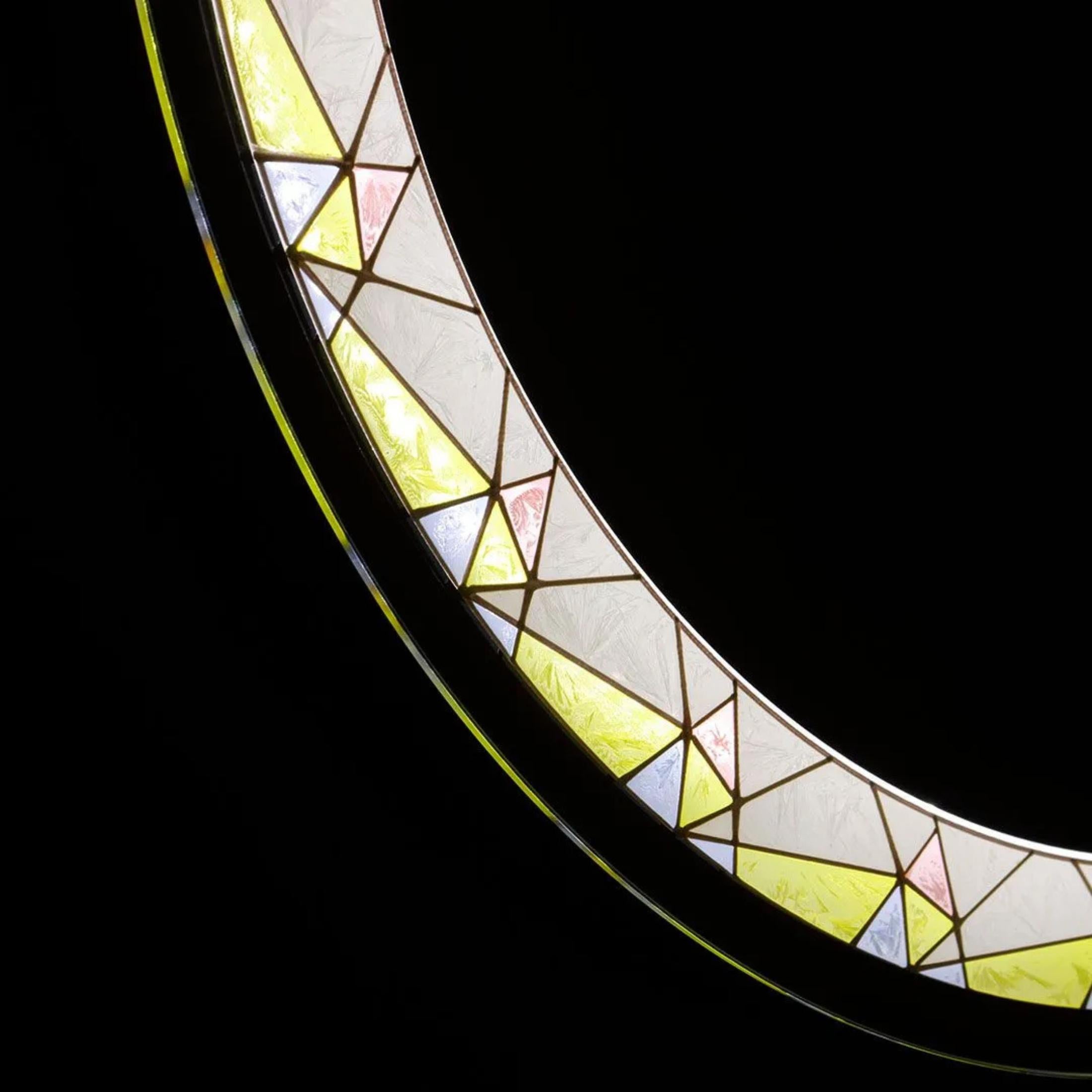 "Mosaic" touch LED wall mirror with satin and colored inserts