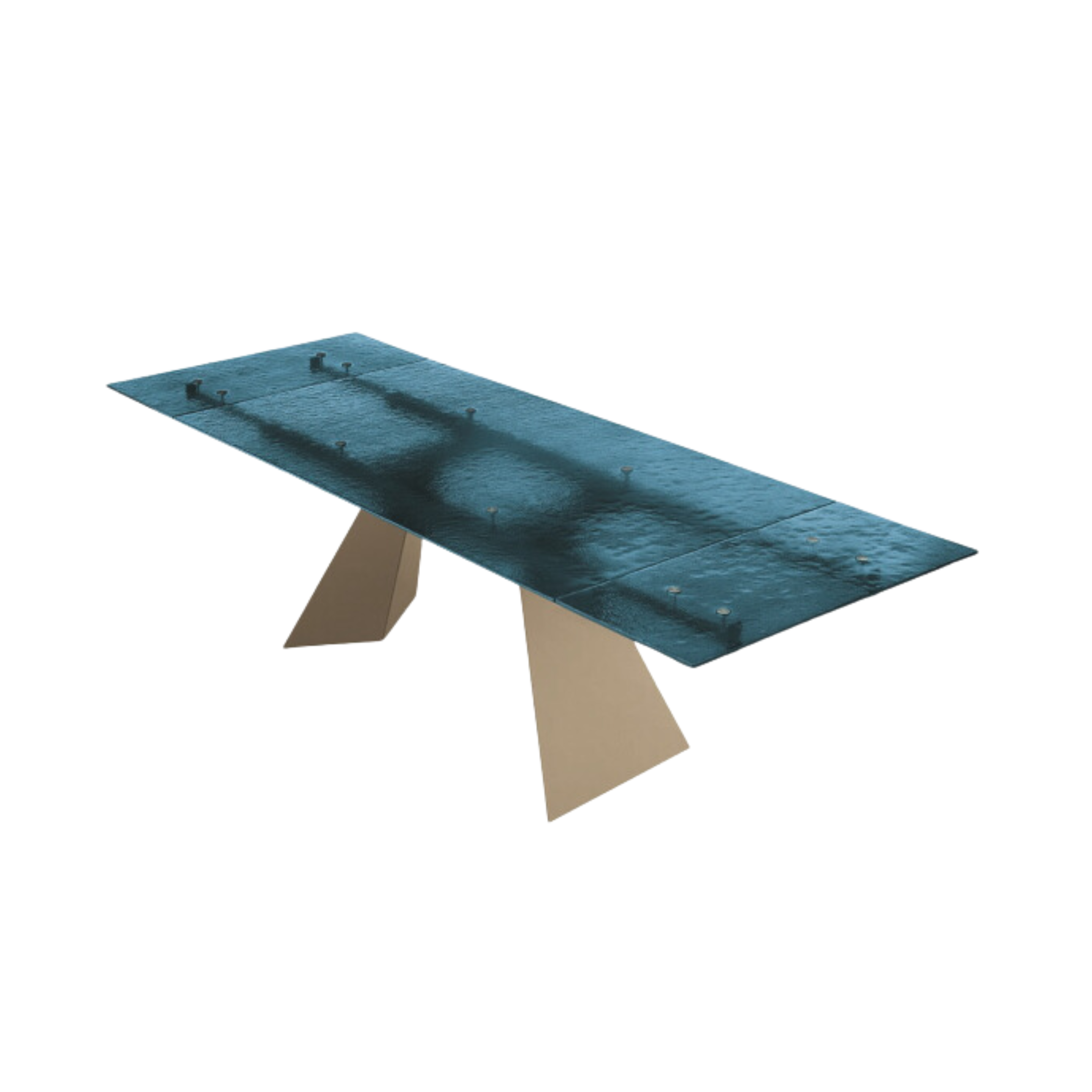 "Rubino" extendable dining table with hammered glass top