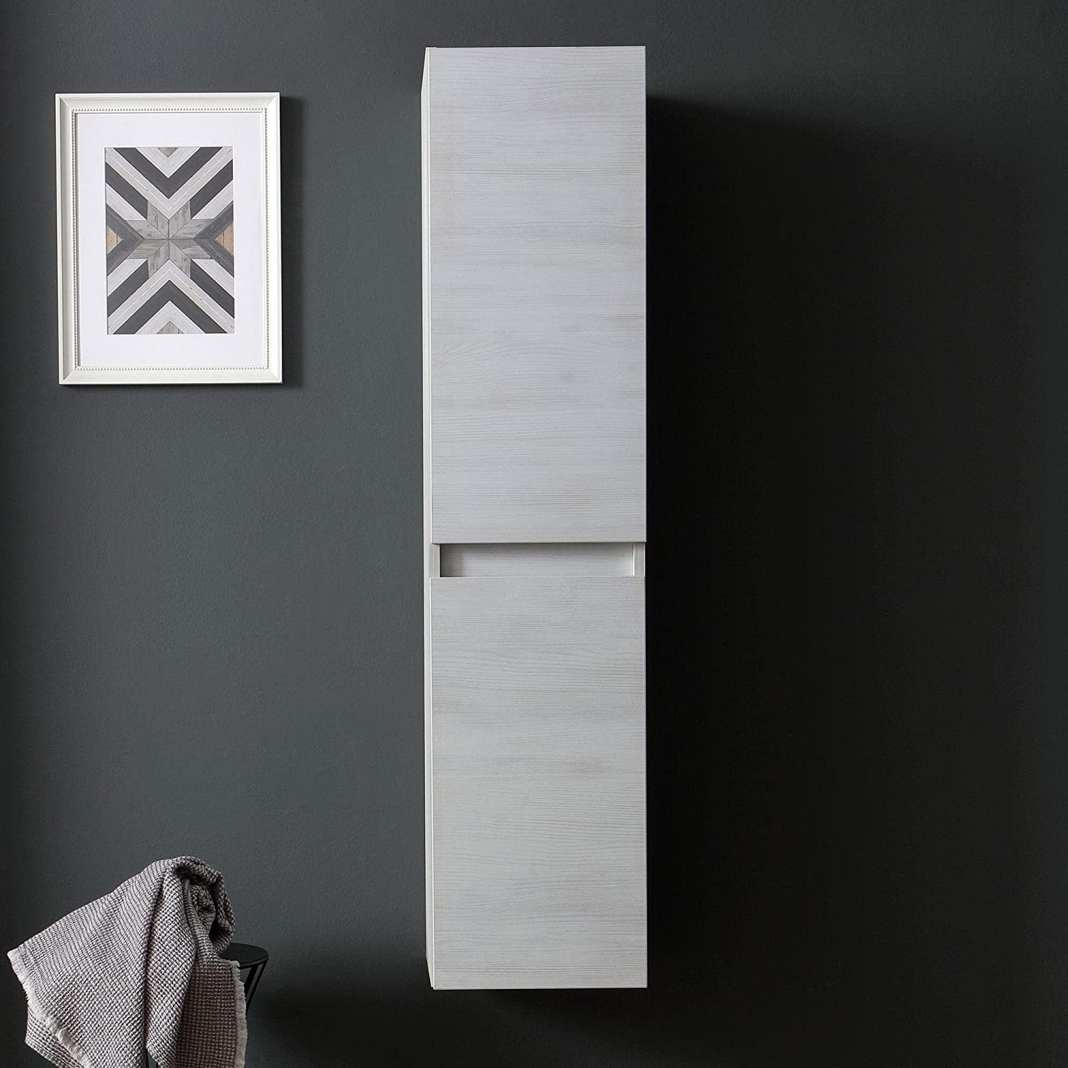 "New Splash" bathroom wall unit with 2 doors in oak wood, 31x33.5 cm, 138 cm high