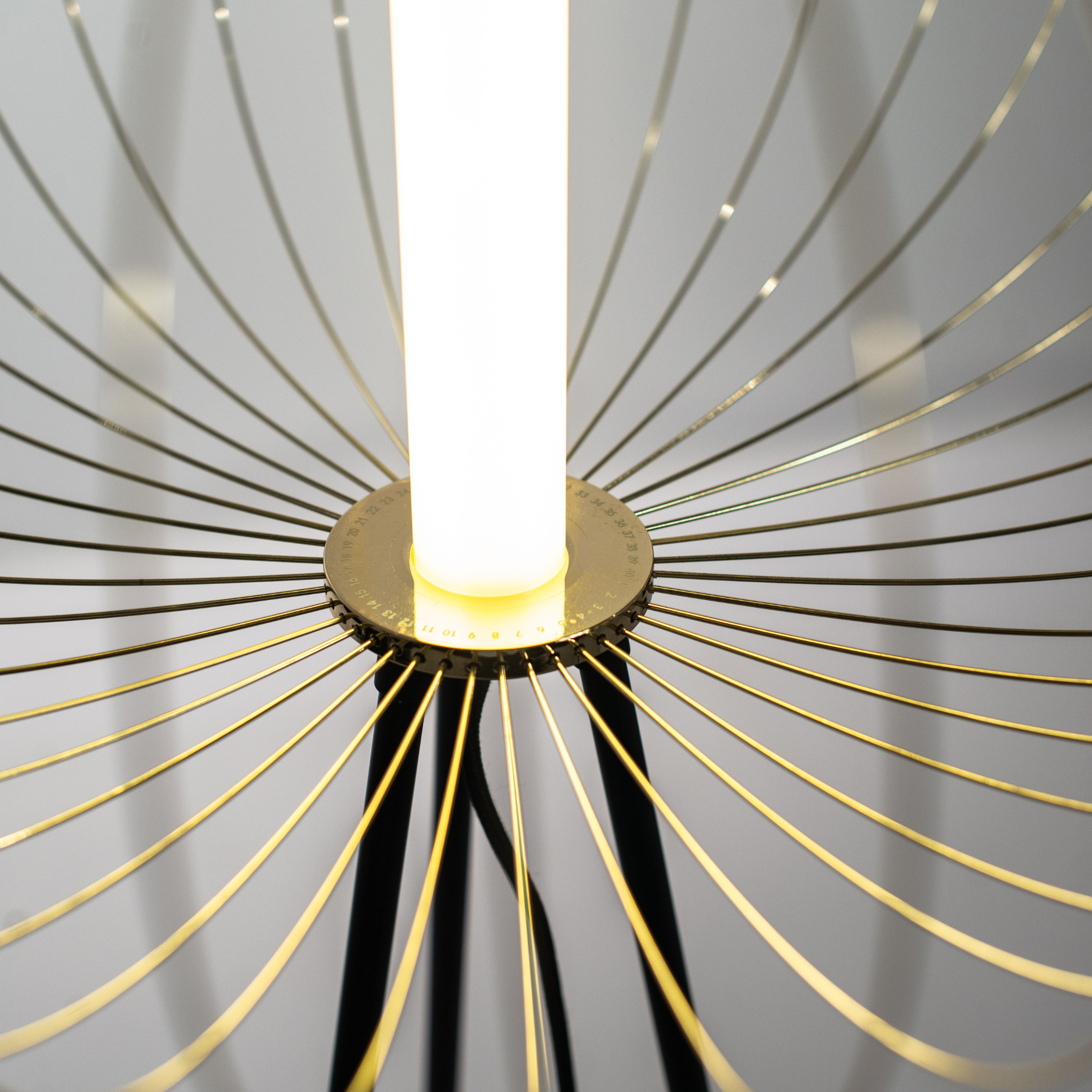 "Jaula" LED floor, table and hanging lamp with steel shade