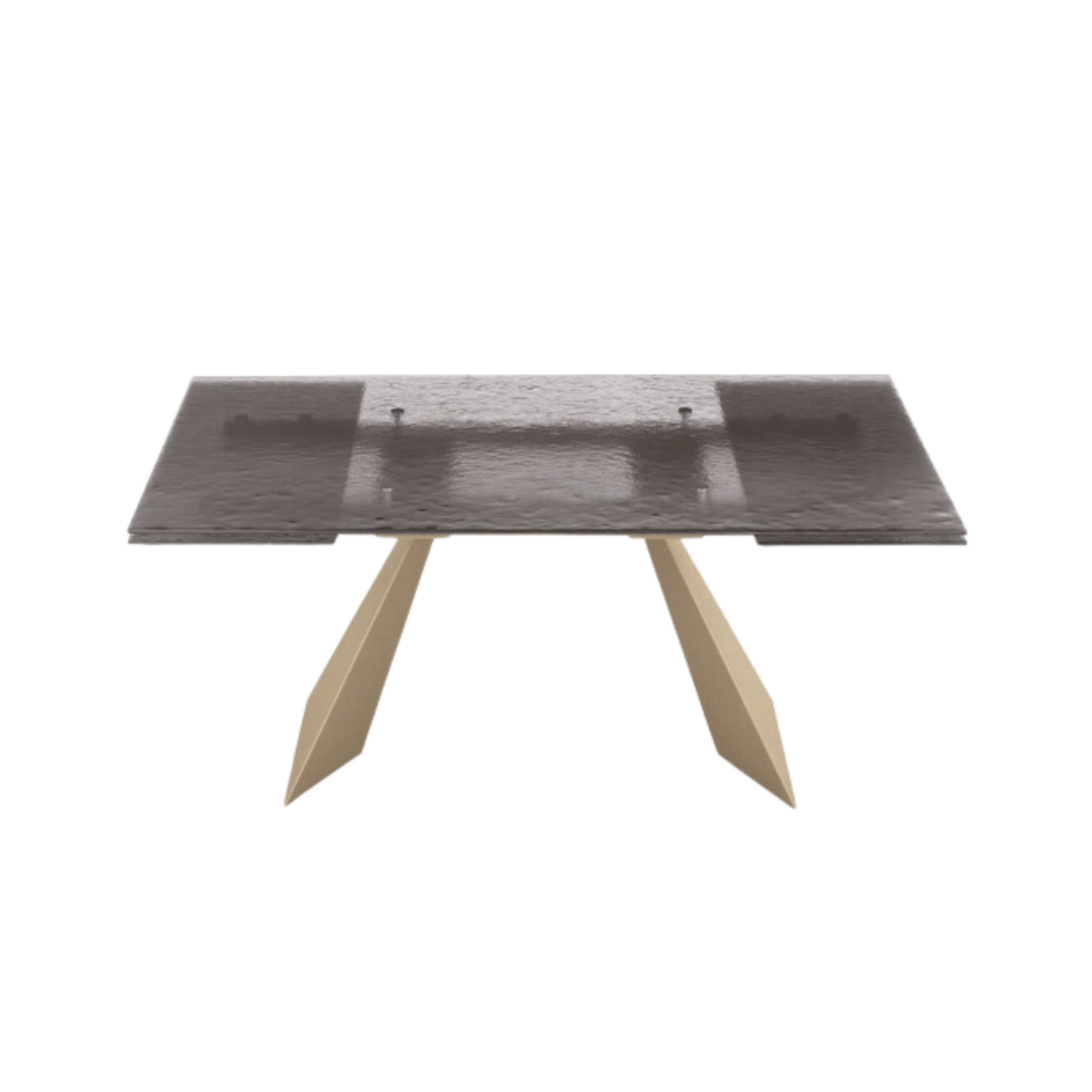 "Rubino" extendable dining table with hammered glass top