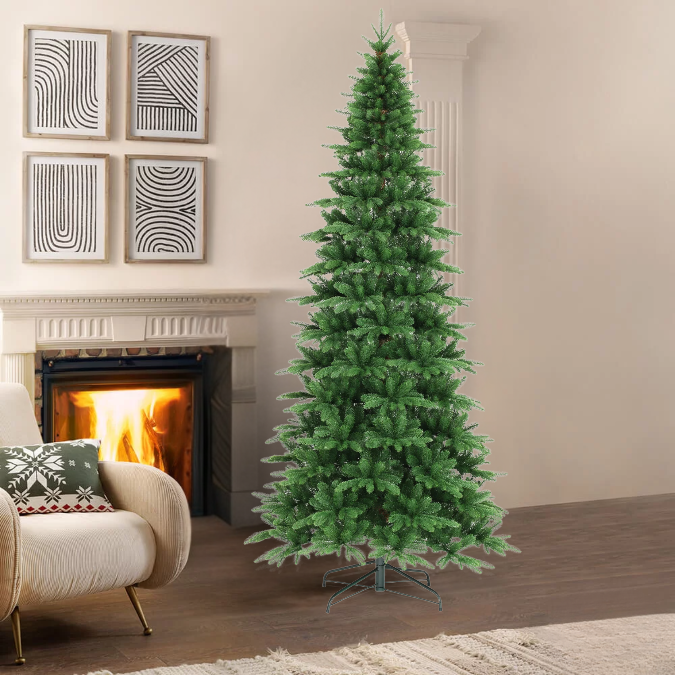 Slim "Ginger" Christmas tree with Real Touch effect, top quality