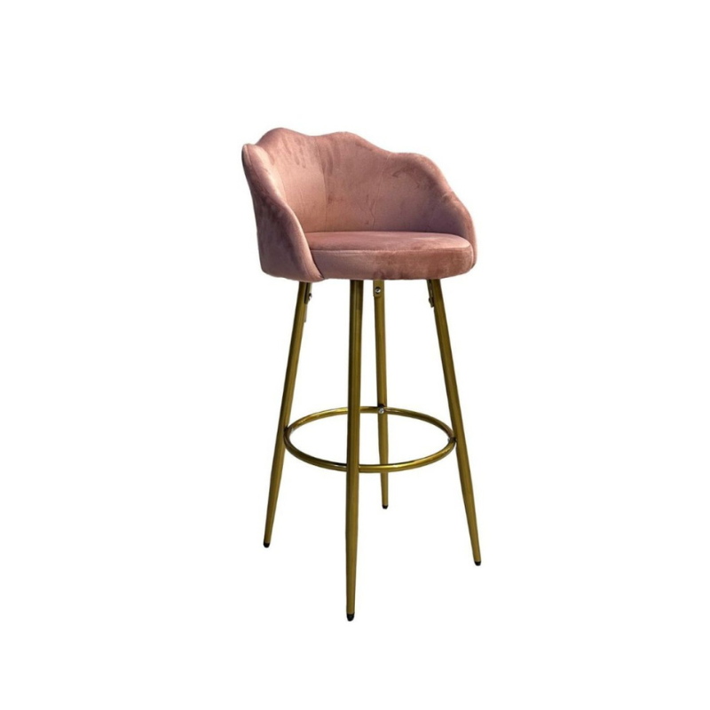 Set of "Orel" high stools padded in velvet for kitchen, 54x55 cm, 100 cm high.