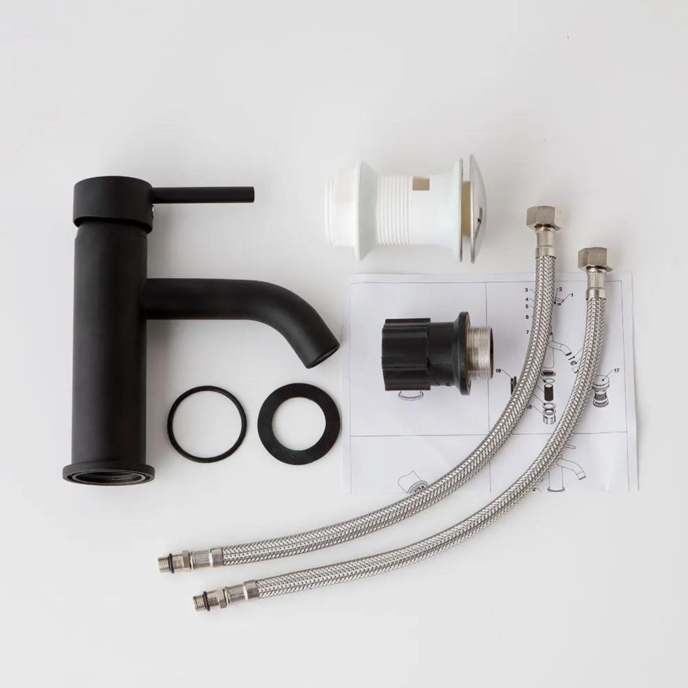 Tandel basin faucet in black brass with a matte finish