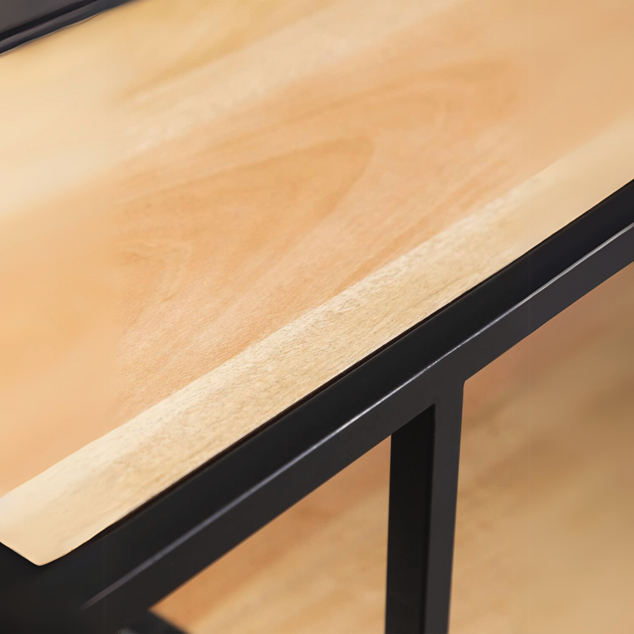 "Industrial" low cabinet in oak wood and metal, 140x35x80 cm.