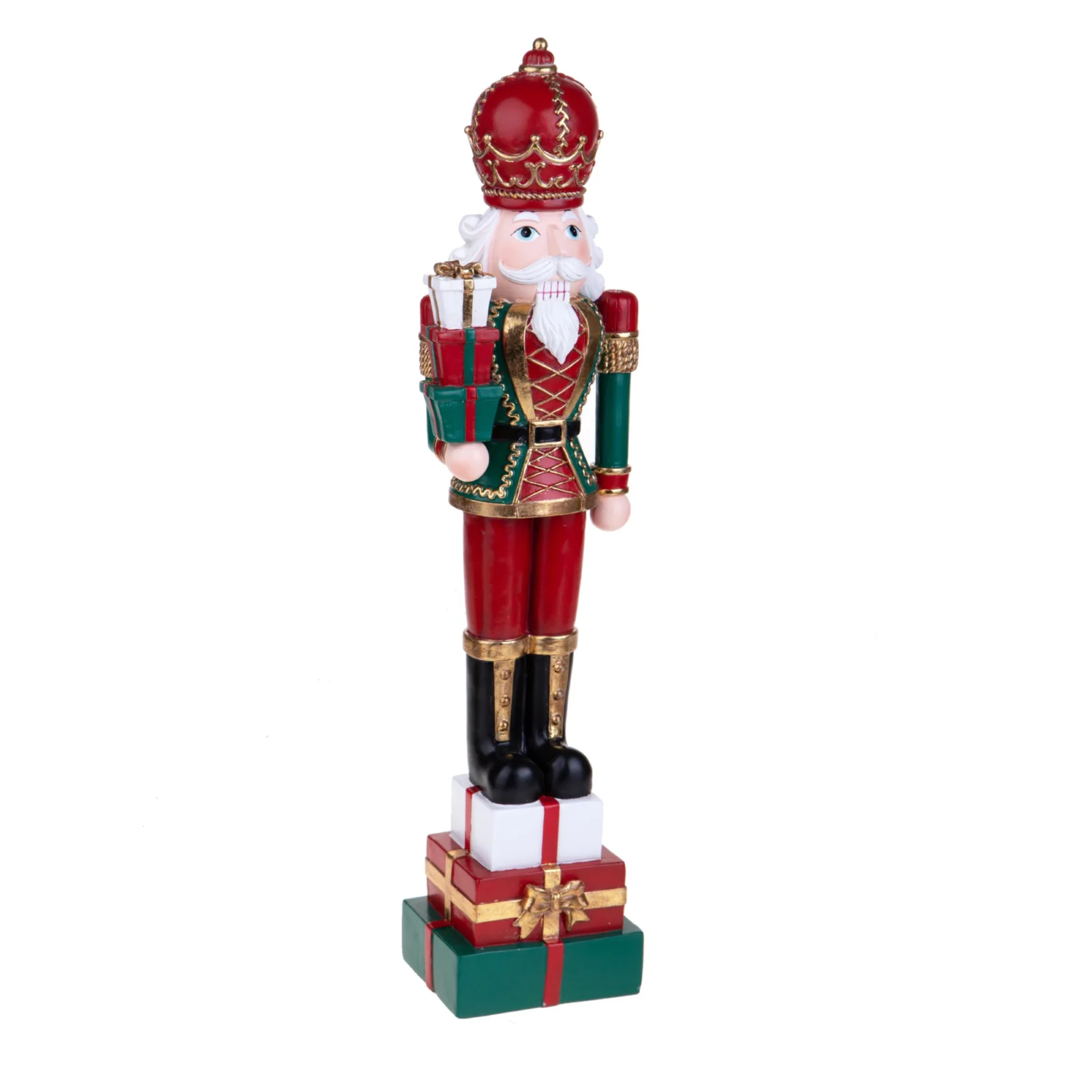 Nutcracker with gift boxes in resin, classic and elegant Christmas decoration 51 cm high