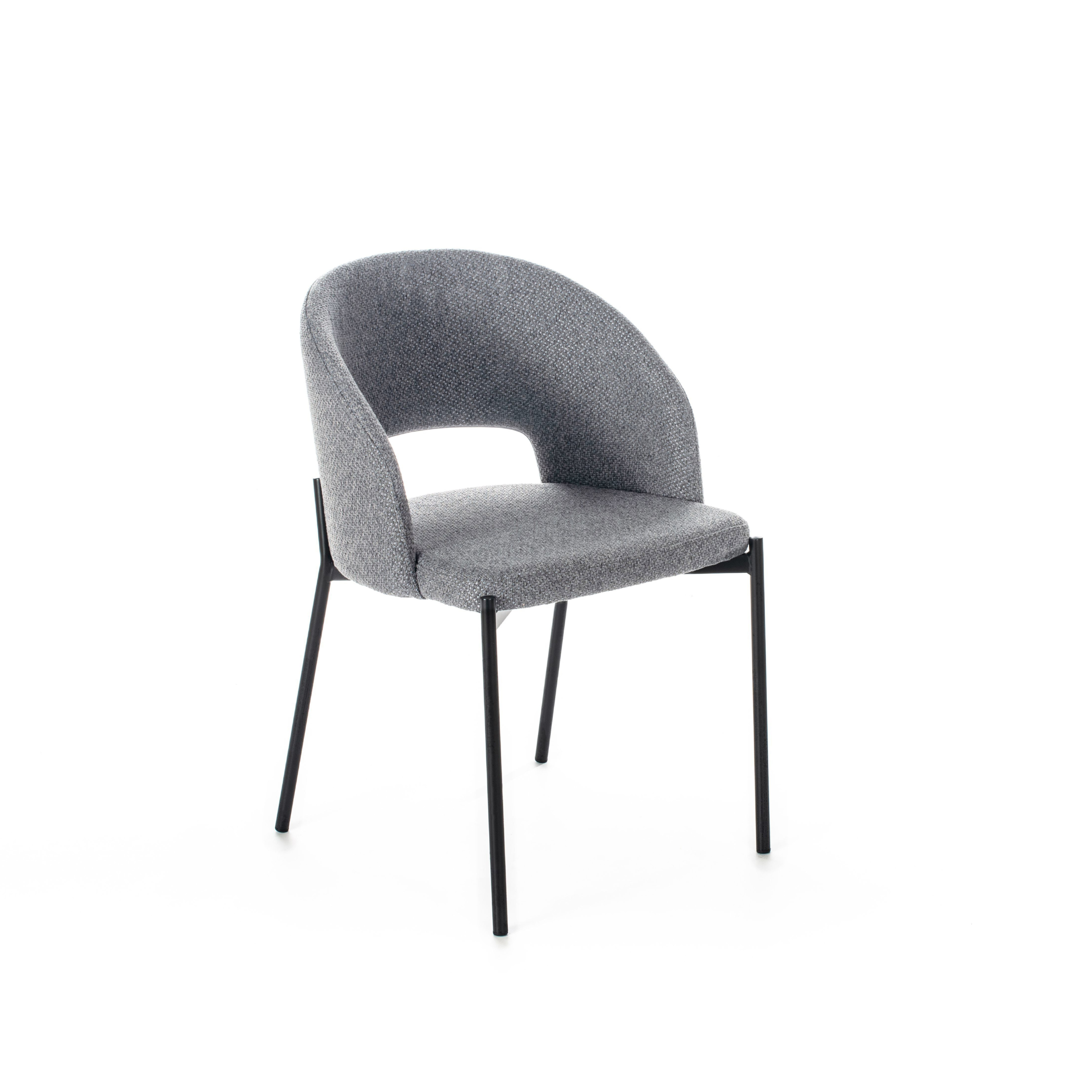 Set of modern upholstered "Erica" dining chairs in fabric, 56x52 cm, 78.5 cm high.