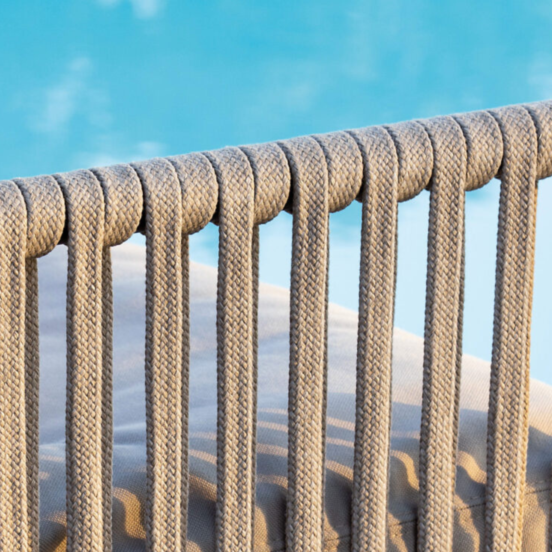 Set of garden chairs with backrest and seat in "Key West" rope, stackable, 62x53.5 cm, 80 cm high.