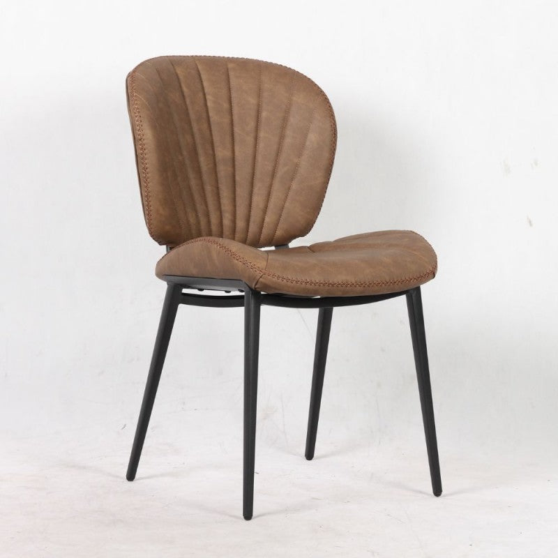 Set of "Elice" dining chairs upholstered in eco-leather with black metal legs, 47.5x65.5 cm, 85 cm high.