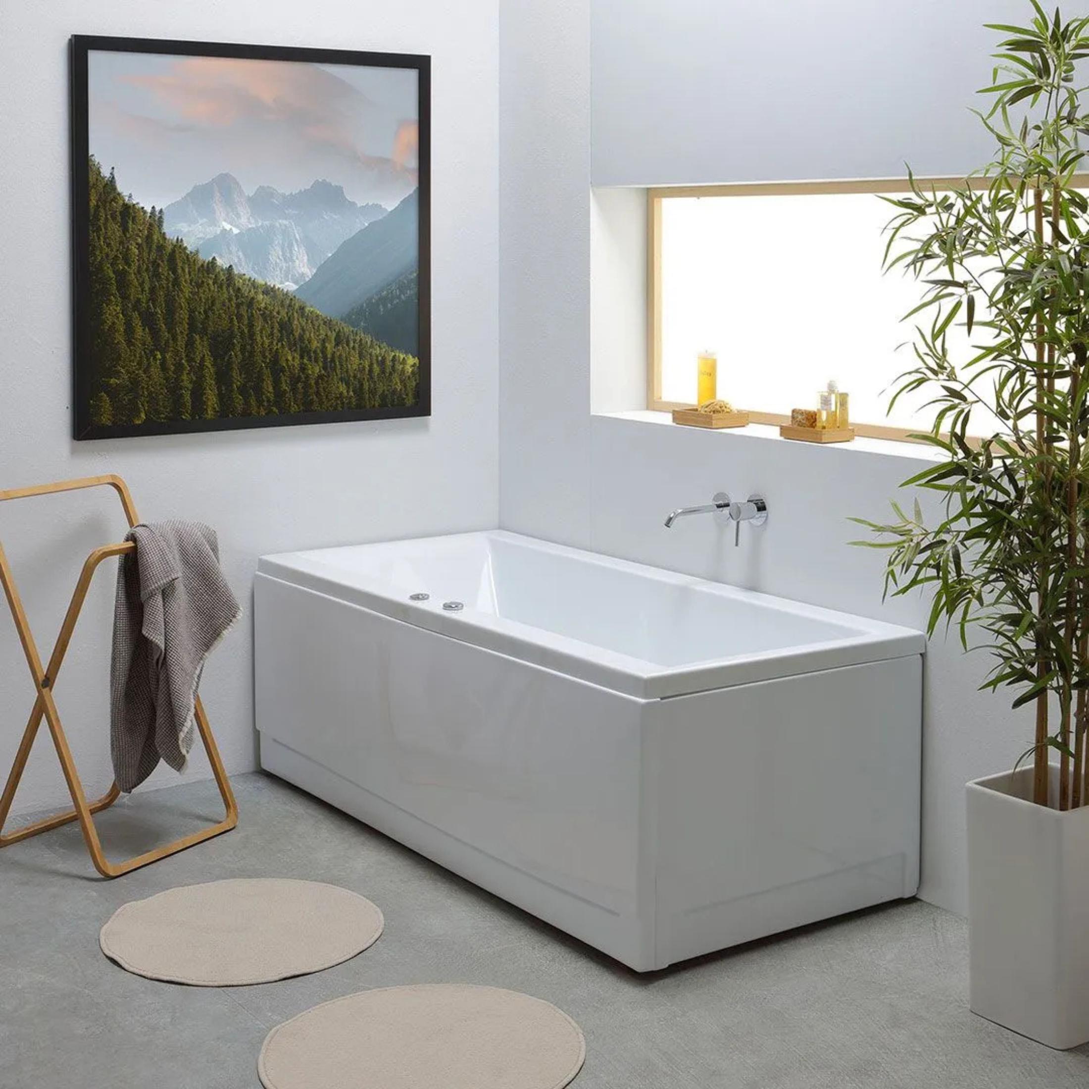 "Agata" corner whirlpool bathtub in acrylic, 170x75 cm, 56h