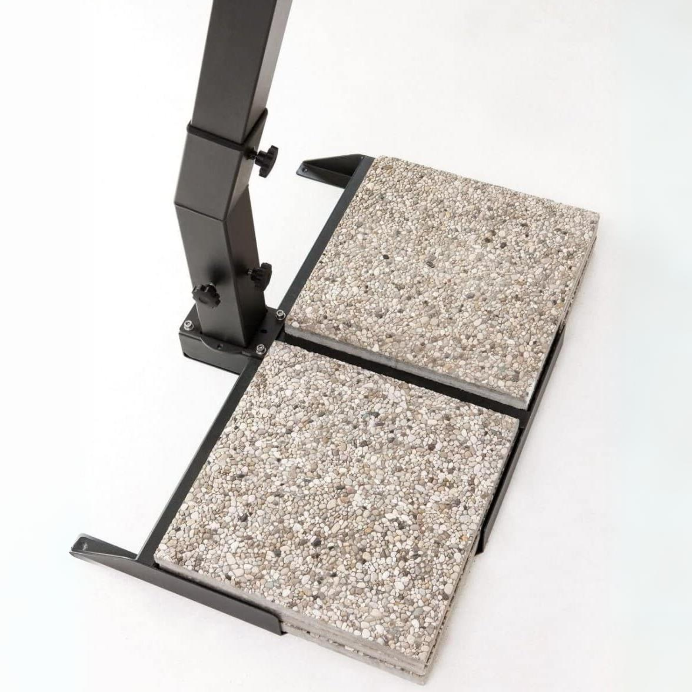 Square base for side umbrellas in gravel concrete