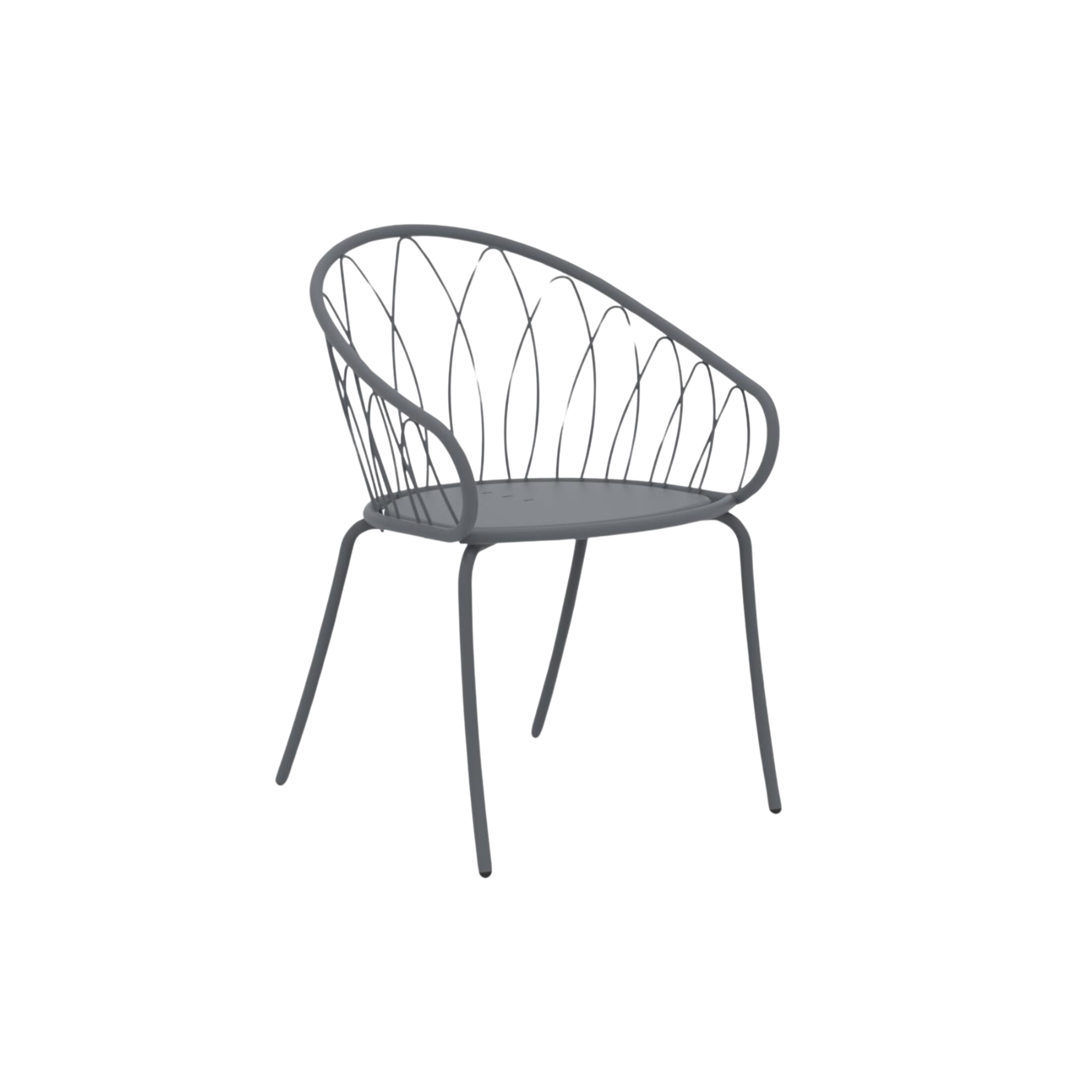 Set of stackable "Flora" painted metal garden chairs, 59x56 cm, 81 cm high