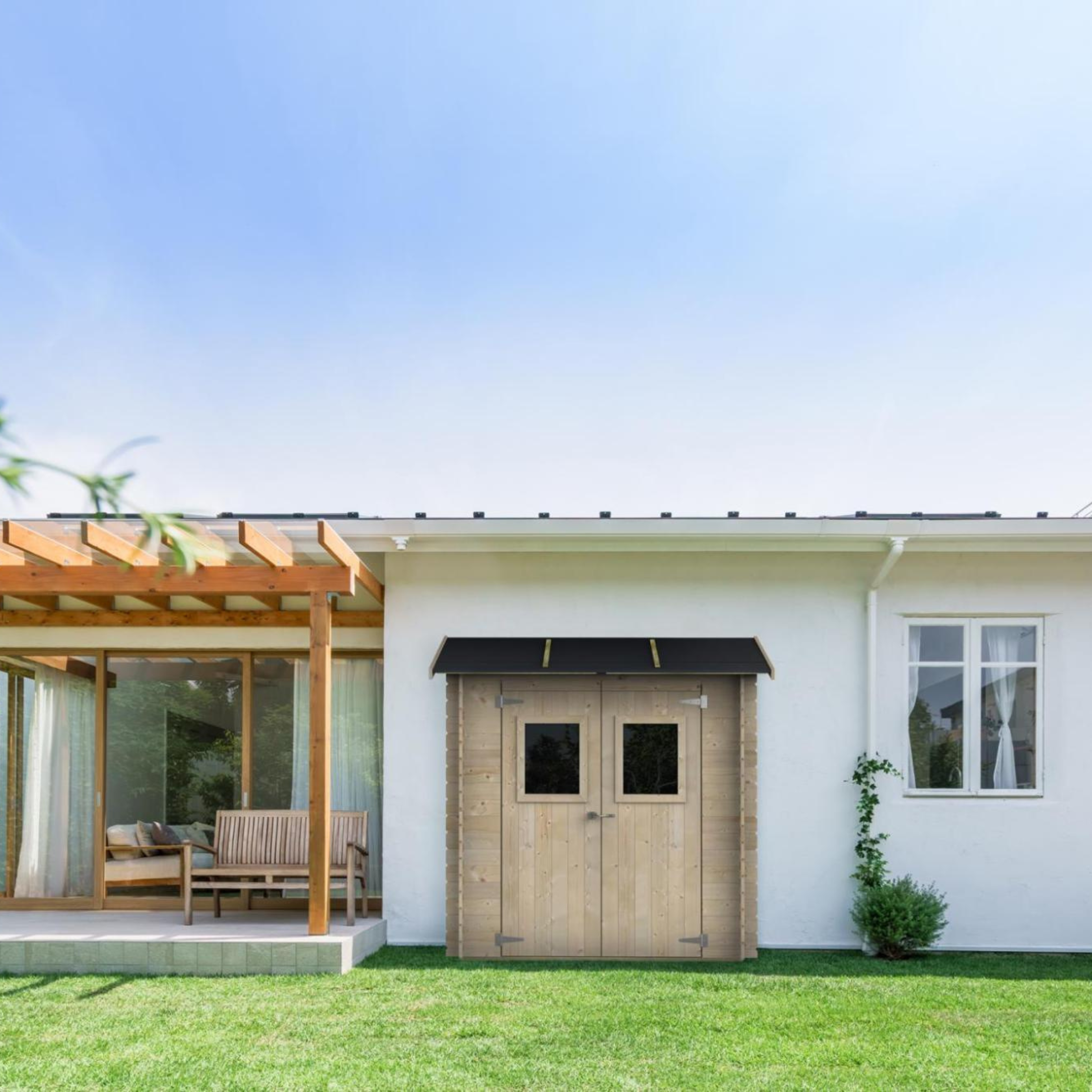 "Hobby" wooden garden house, single-pitched, 198x98 cm, 197 cm high, double-windowed door