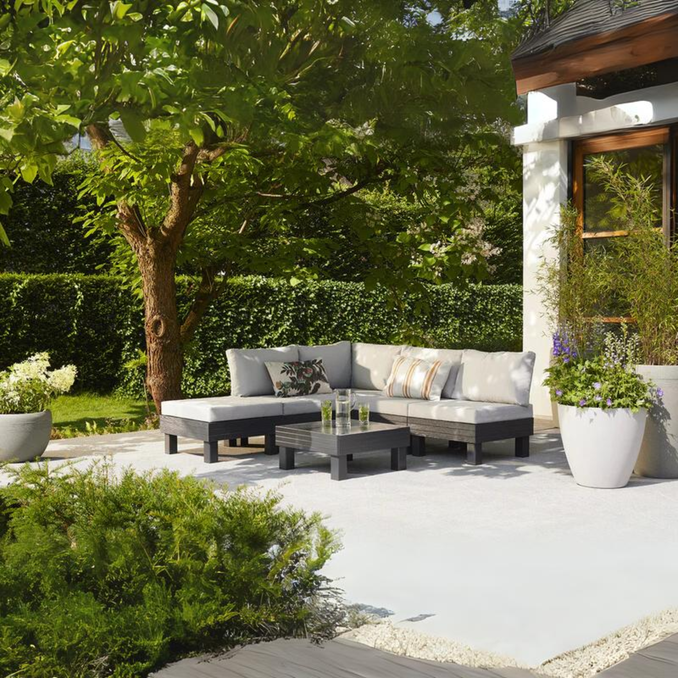 "Elements" 5-seater garden set with a sofa, 2 armchairs, and 1 modular coffee table
