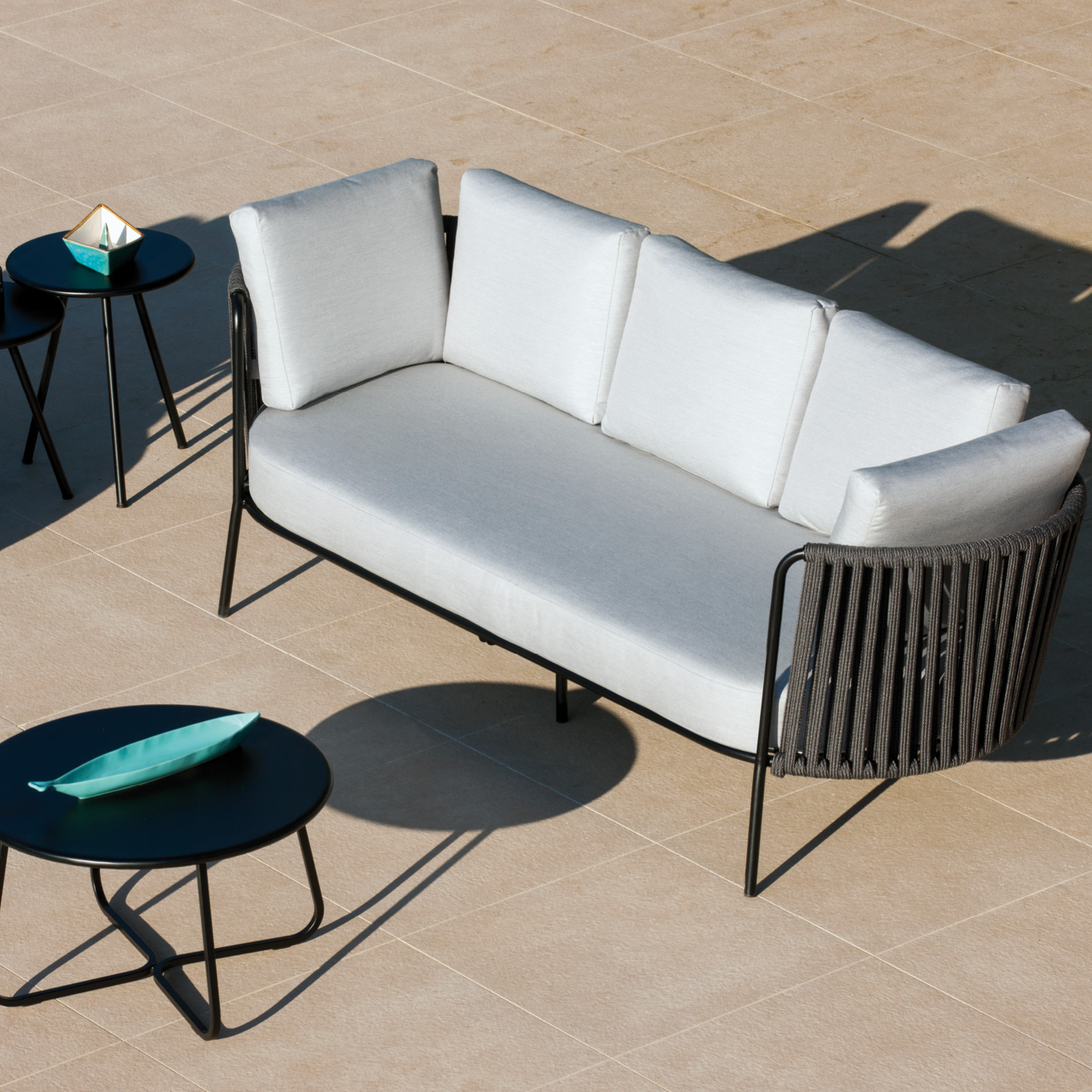 3-seater sofa in rope and stainless steel "Daisy Rope" garden lounge sofa cm 220x80 71h