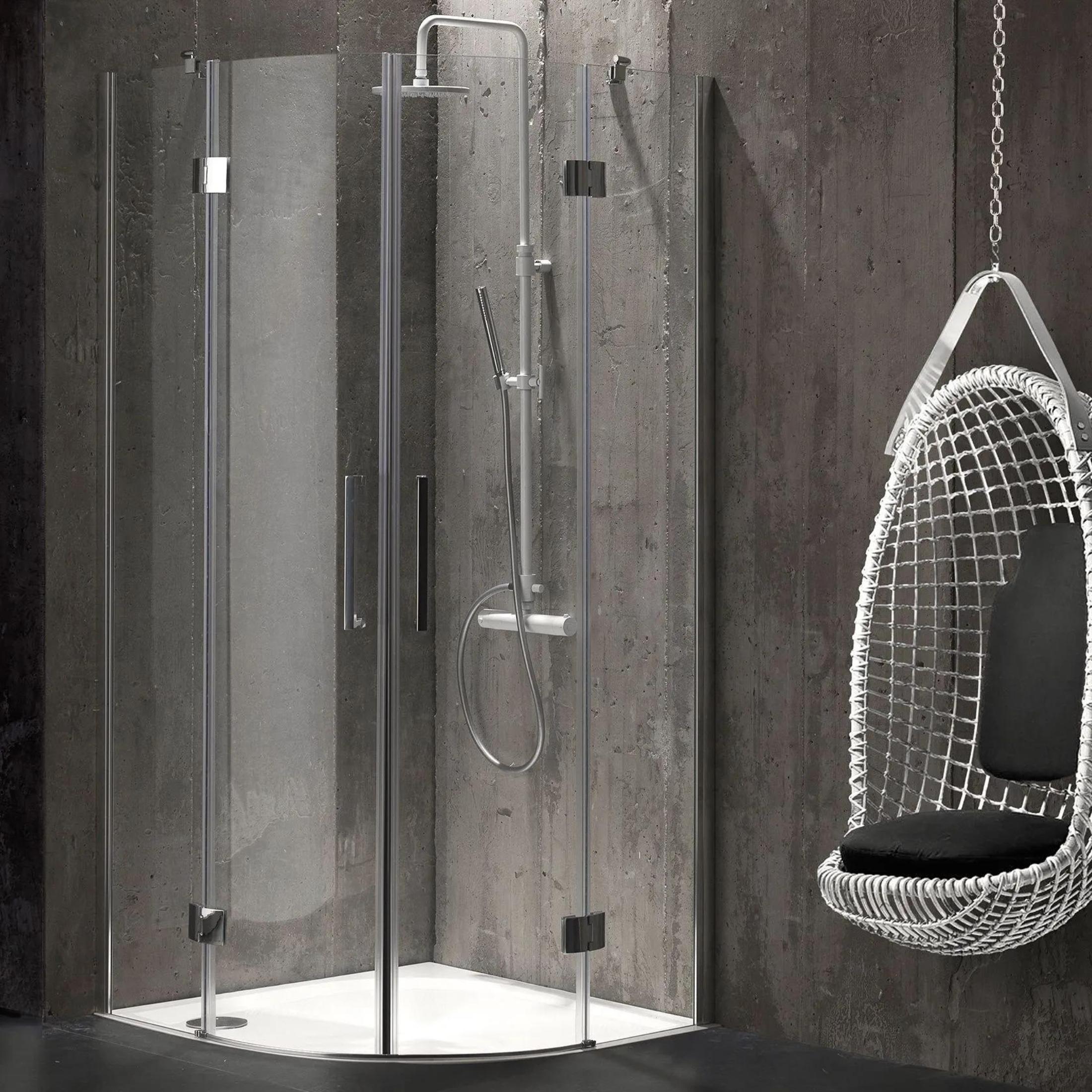 "Lion" semicircular frameless glass shower enclosure, 190 cm high