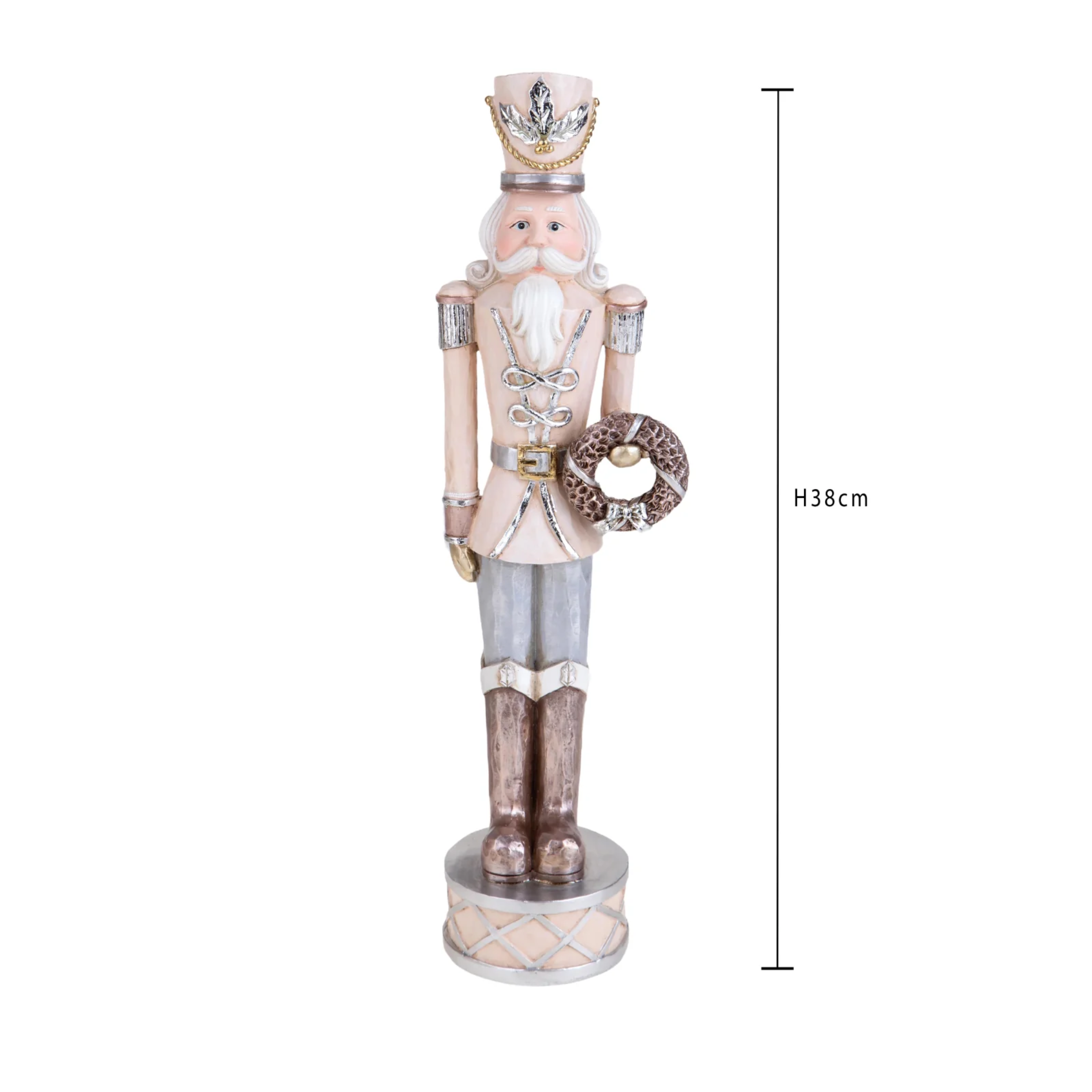 Nutcracker Soldier Statuette with Crown, Resin, for Christmas Decorations, 38cm tall