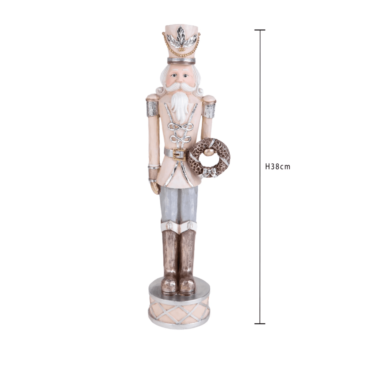 Statuetta soldato schiaccianoci con corona in resina per decorazioni natalizie cm 38h - MondoViro