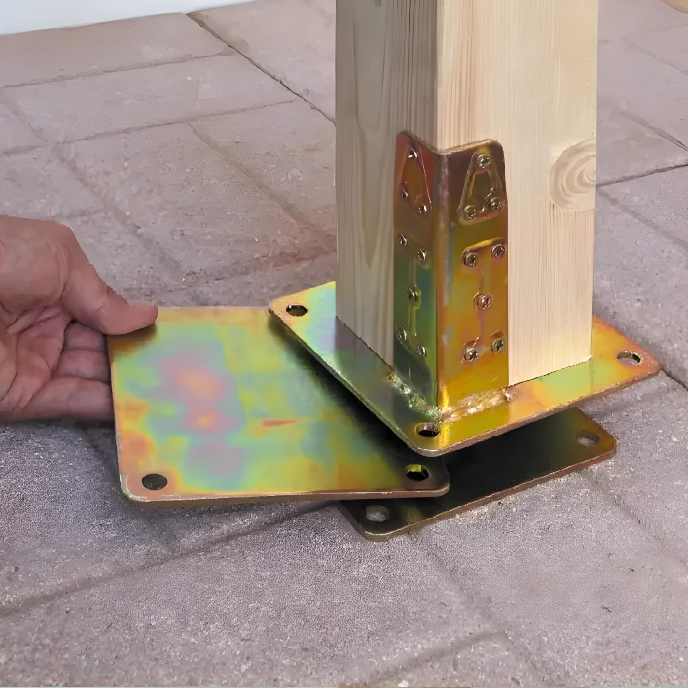 Kit of 2 glasses for supporting square poles with galvanized steel plate