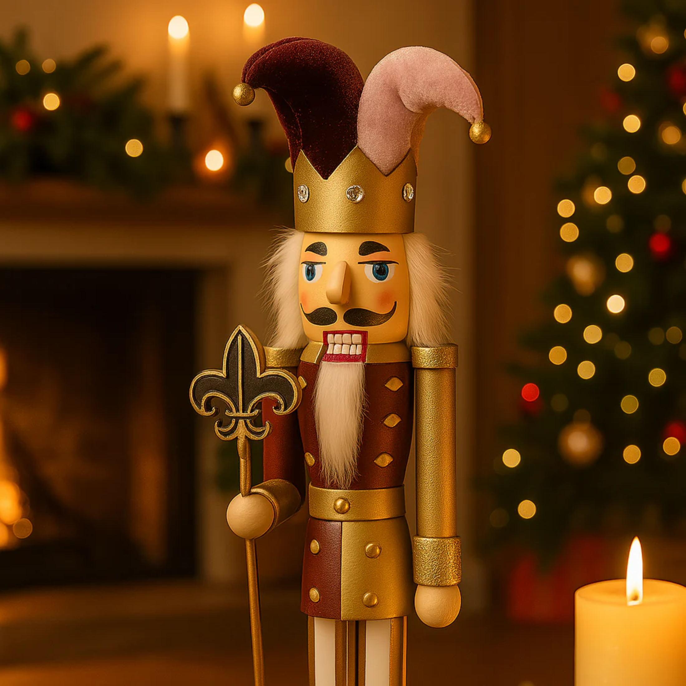 Nutcracker soldier with lights and sounds, Christmas decoration, 40 cm high.