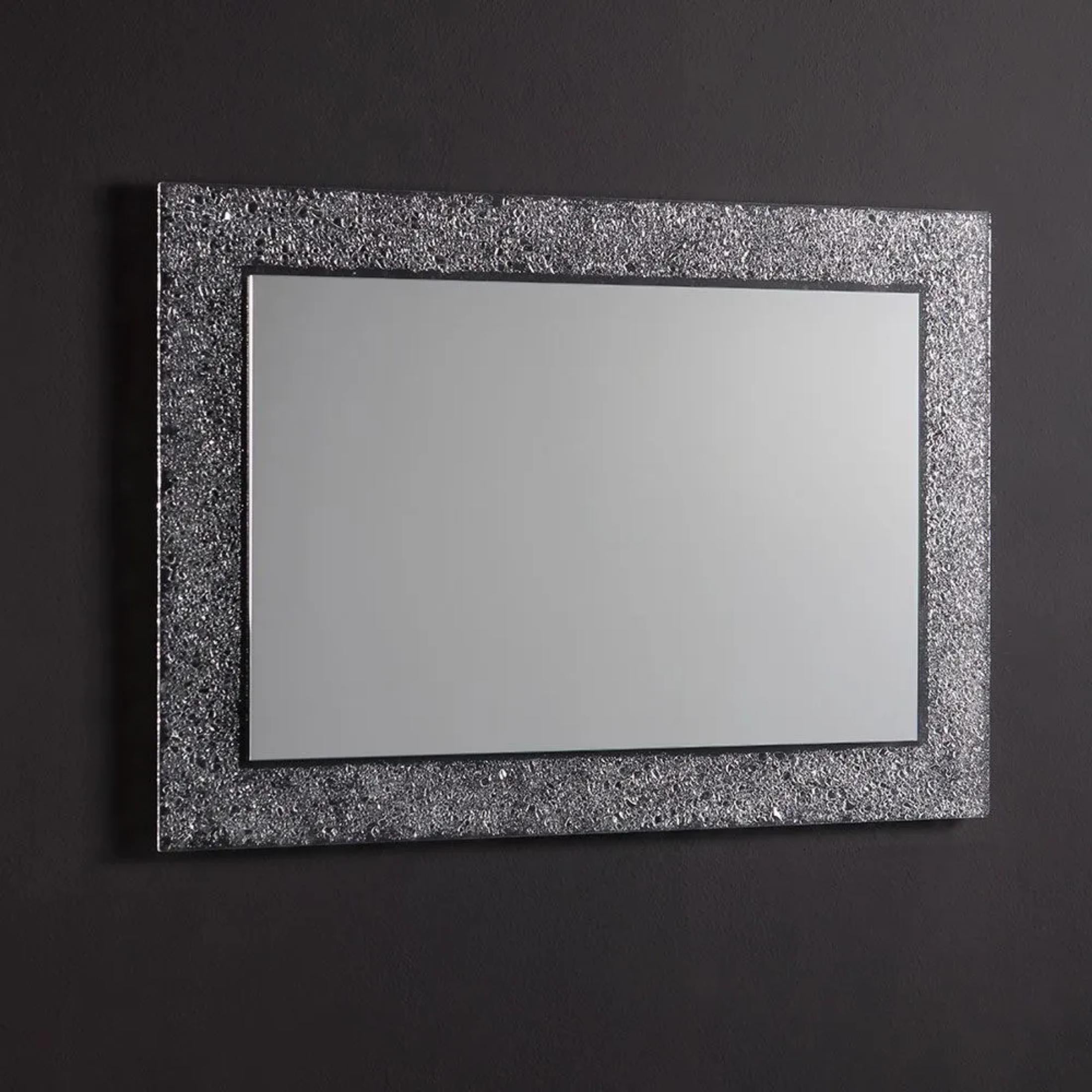 Rectangular LED mirror "Serranova" with glass grit frame 98x70 cm