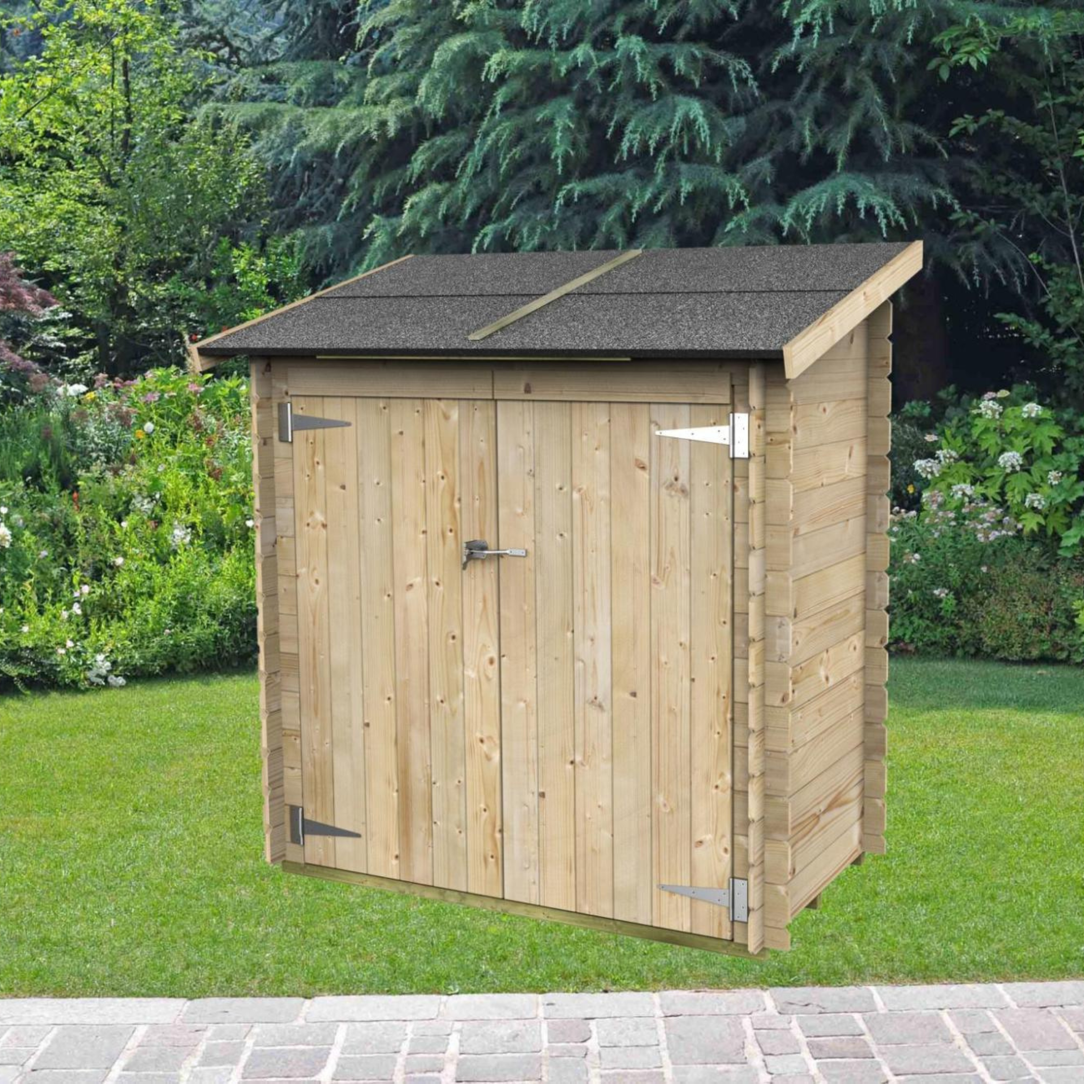 "Ambrogio Addossata" wooden garden shed, 155x85 cm, 165 cm high, double blind door