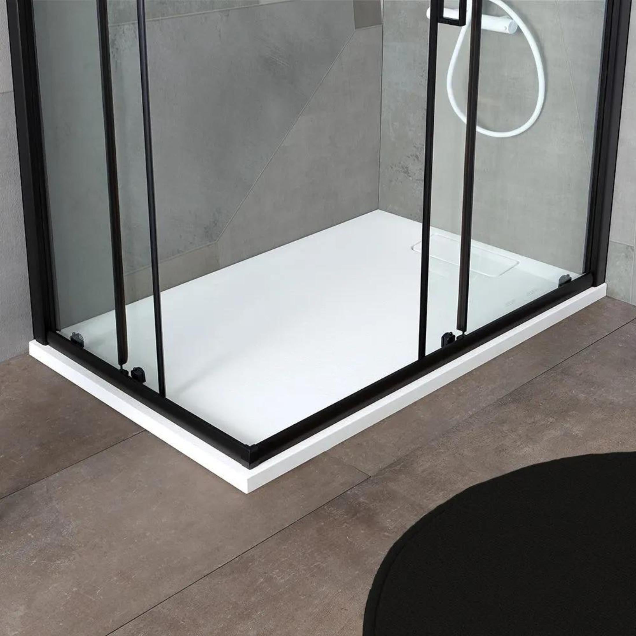 Rectangular "Cielo" shower enclosure in clear glass with matt black profile, height 190 cm