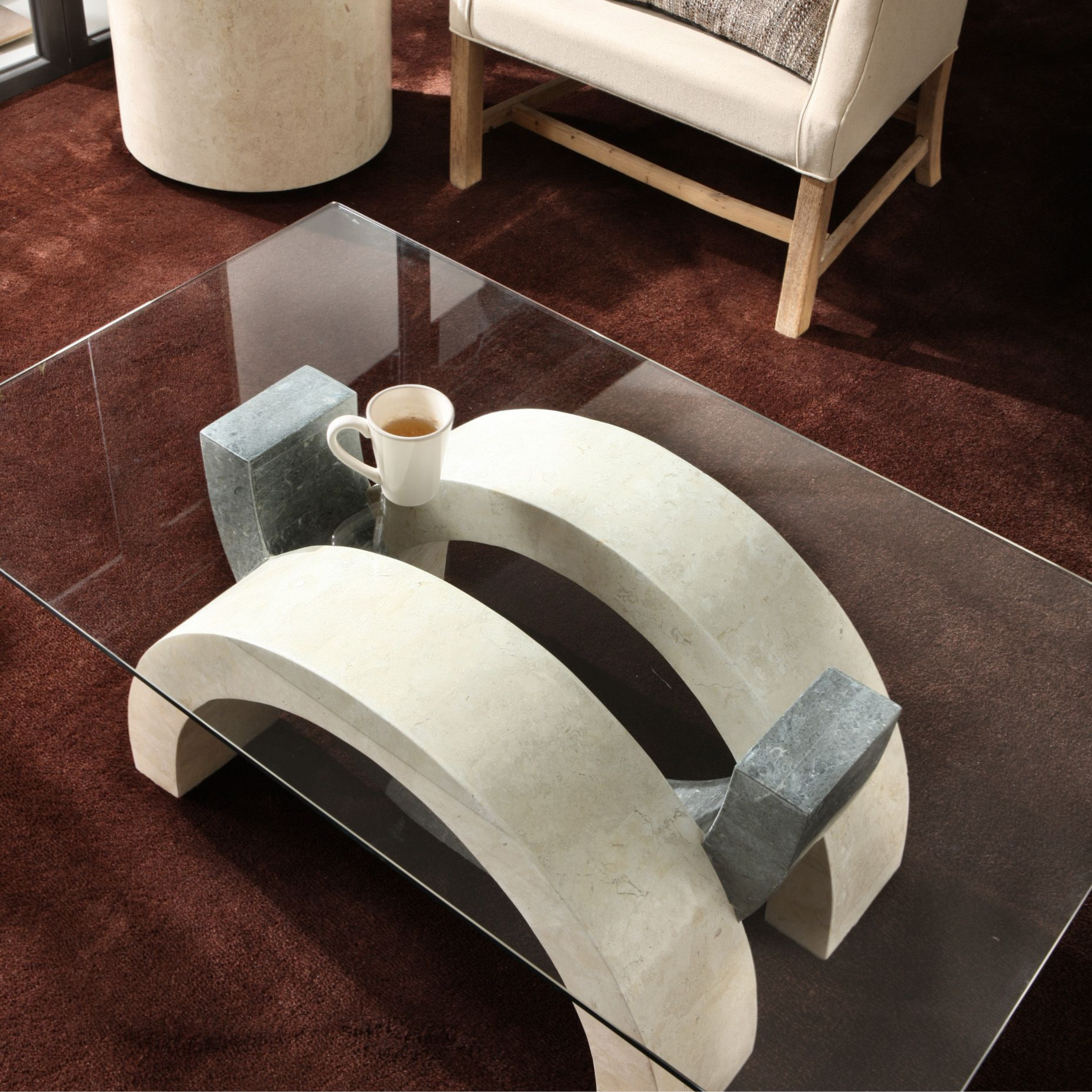 "Tito" fossil stone coffee table, 120x70 cm, 41 cm high