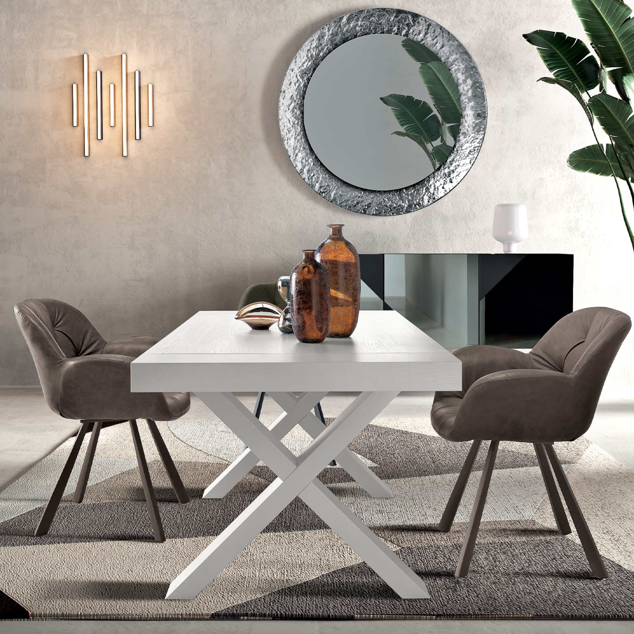 "Barton" extendable dining table with wood-effect laminate extensions, 160/260x90 cm, 76h
