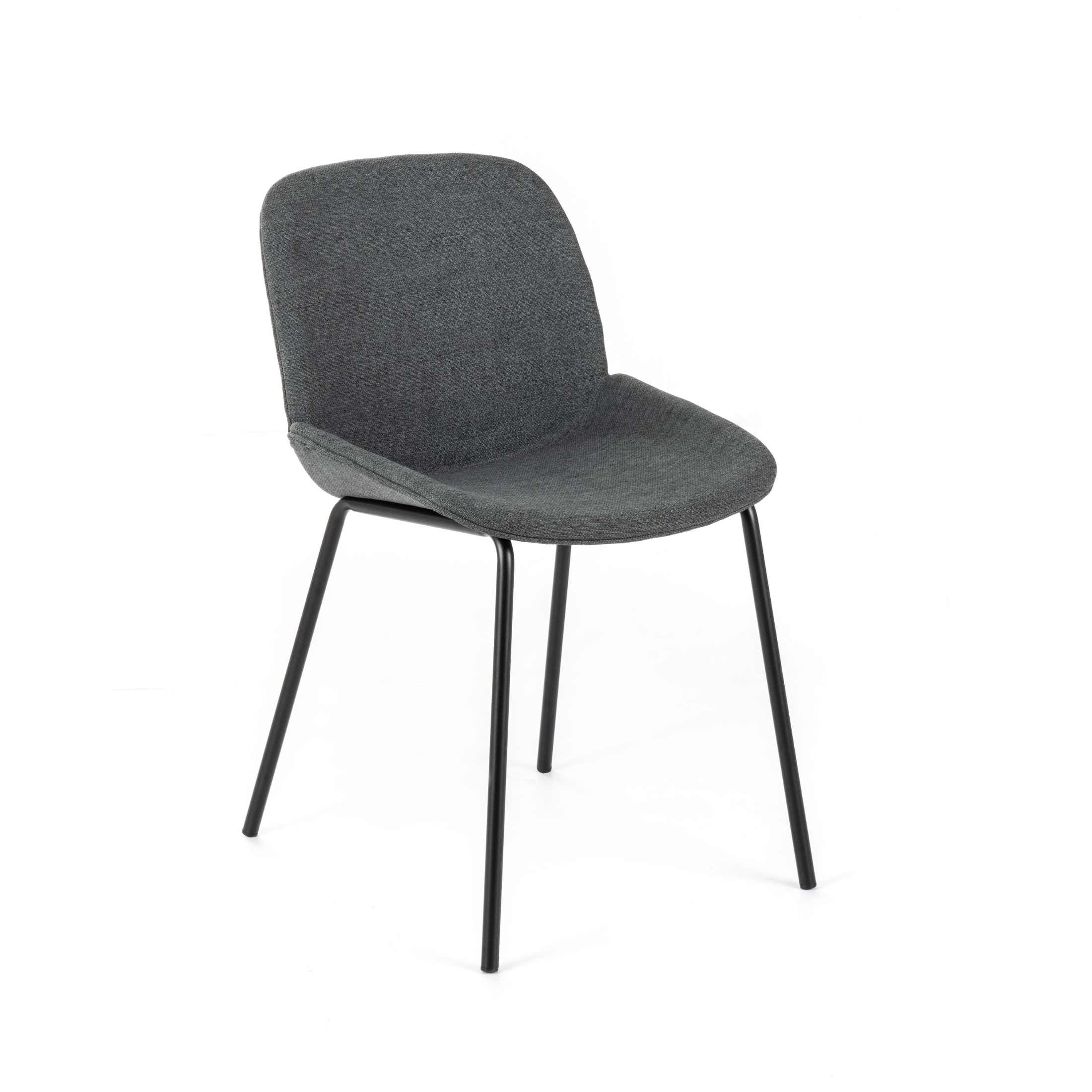 Set of "Sami" fabric dining chairs with elegant modern painted metal legs