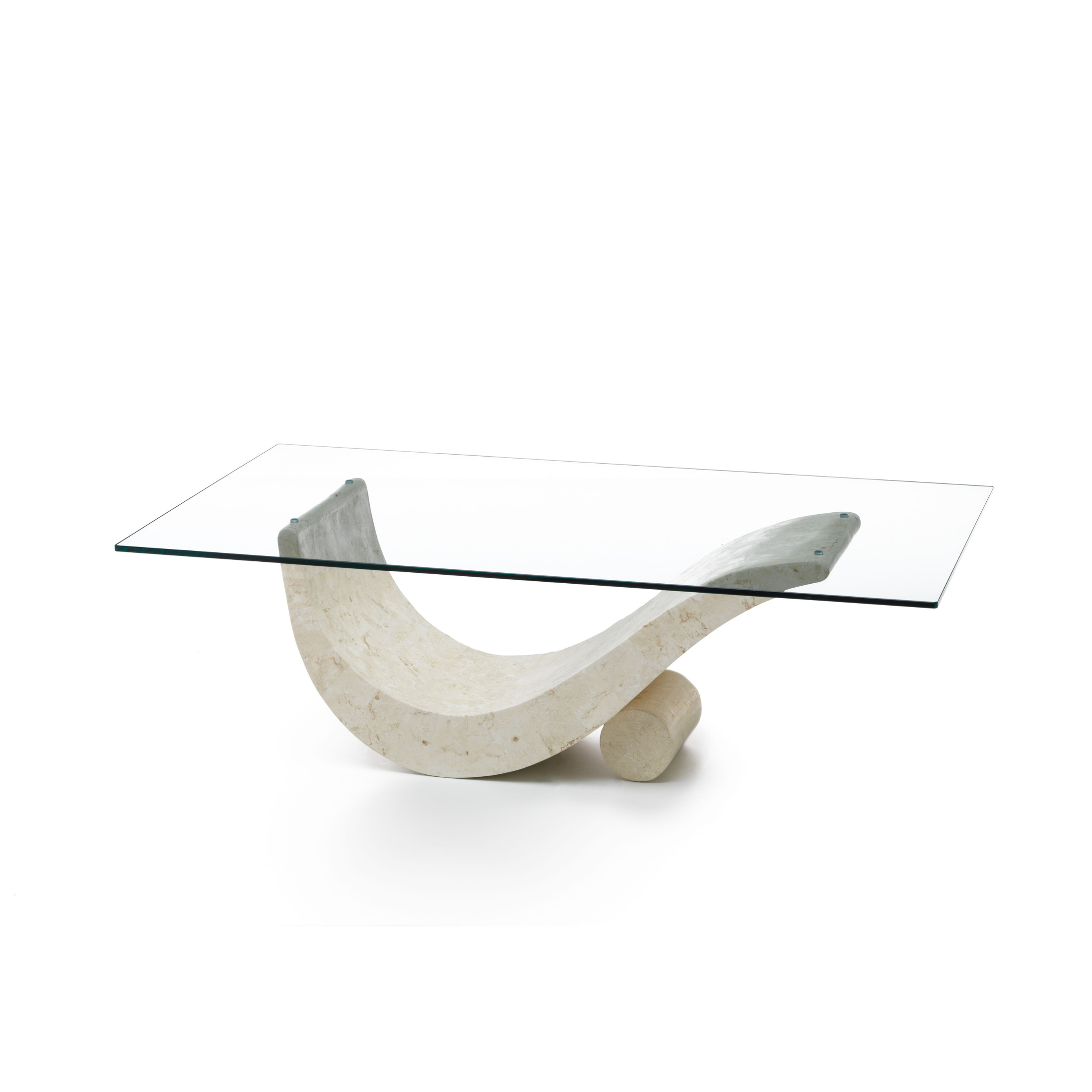 "Gary" fossil stone coffee table with tempered glass top, 120x70 cm, 40 cm high