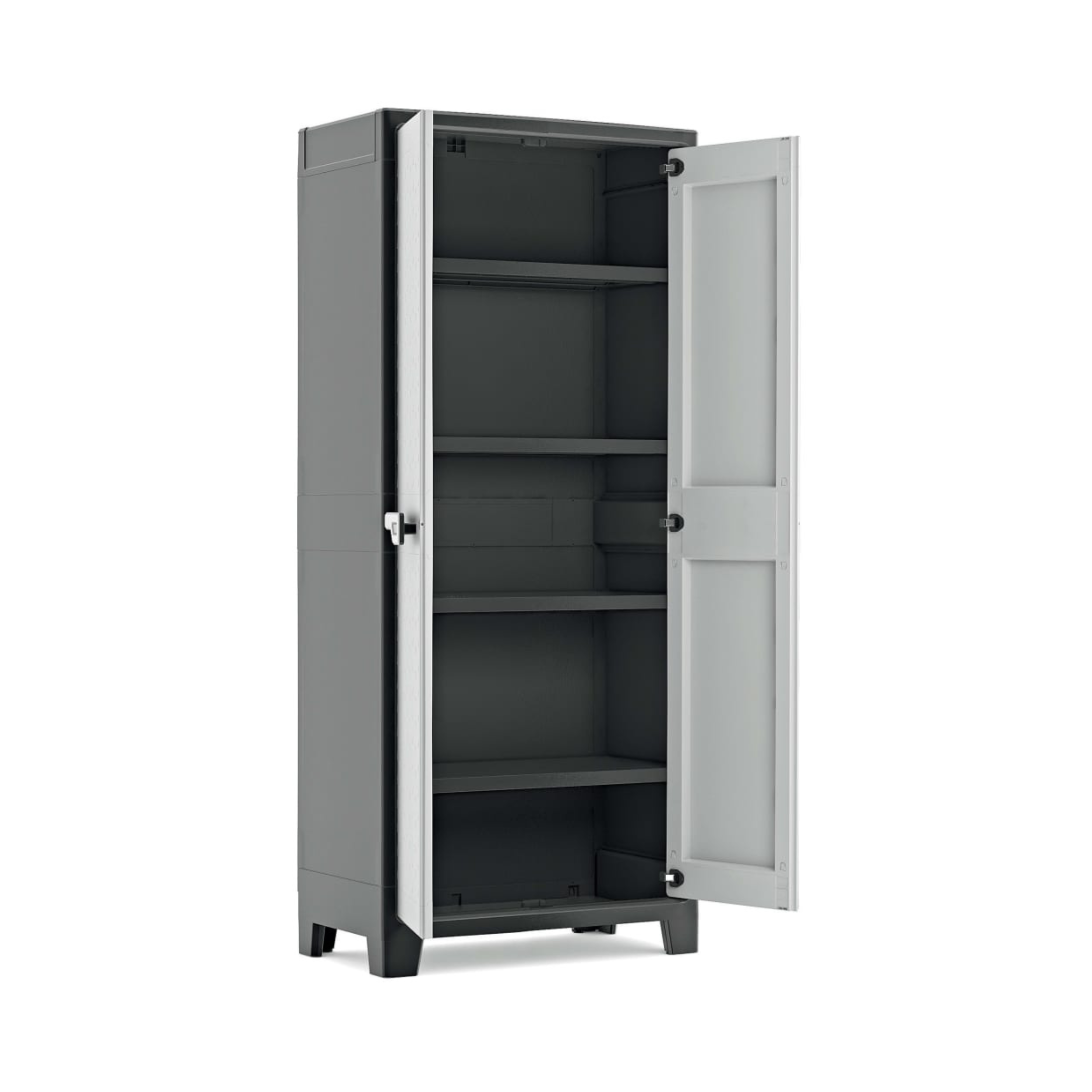 XL "Hitan" resin garden cabinet with internal shelves and raised feet